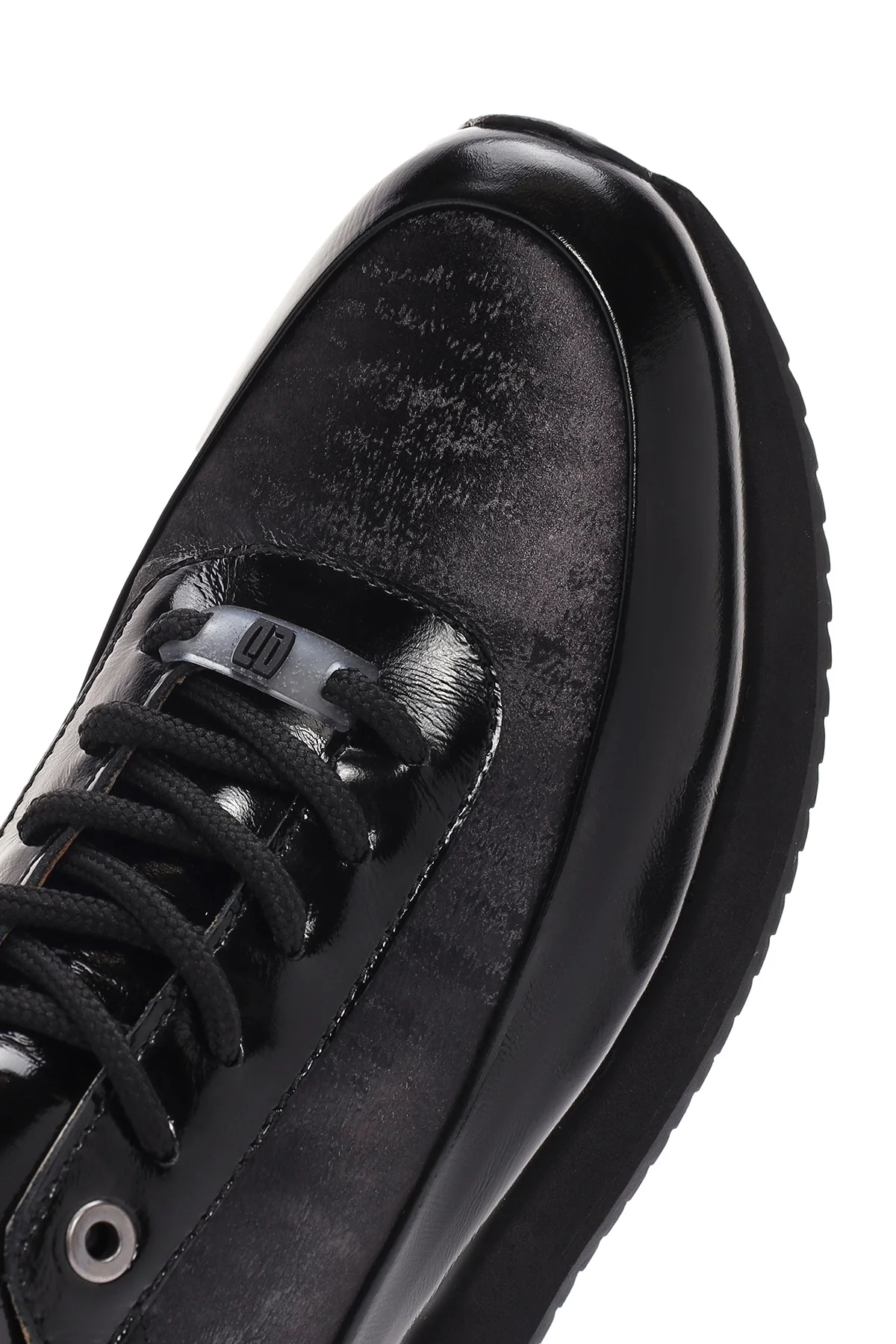 Erkek Siyah Bağcıklı Deri Sneaker - Image 10