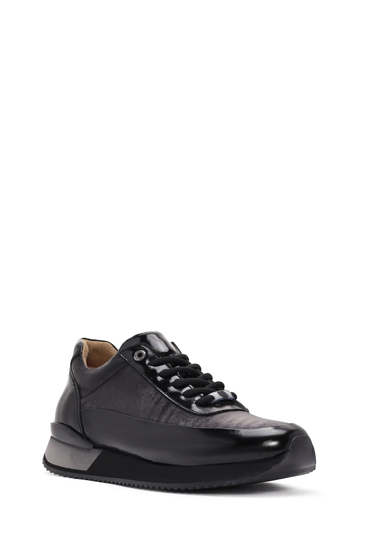 Erkek Siyah Bağcıklı Deri Sneaker - Image 6