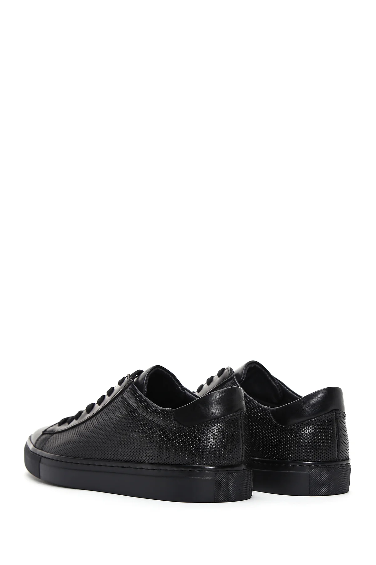 Erkek Siyah Bağcıklı Deri Sneaker - Image 5