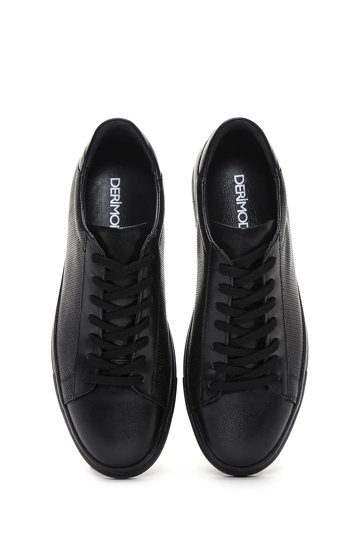 Erkek Siyah Bağcıklı Deri Sneaker - Image 6