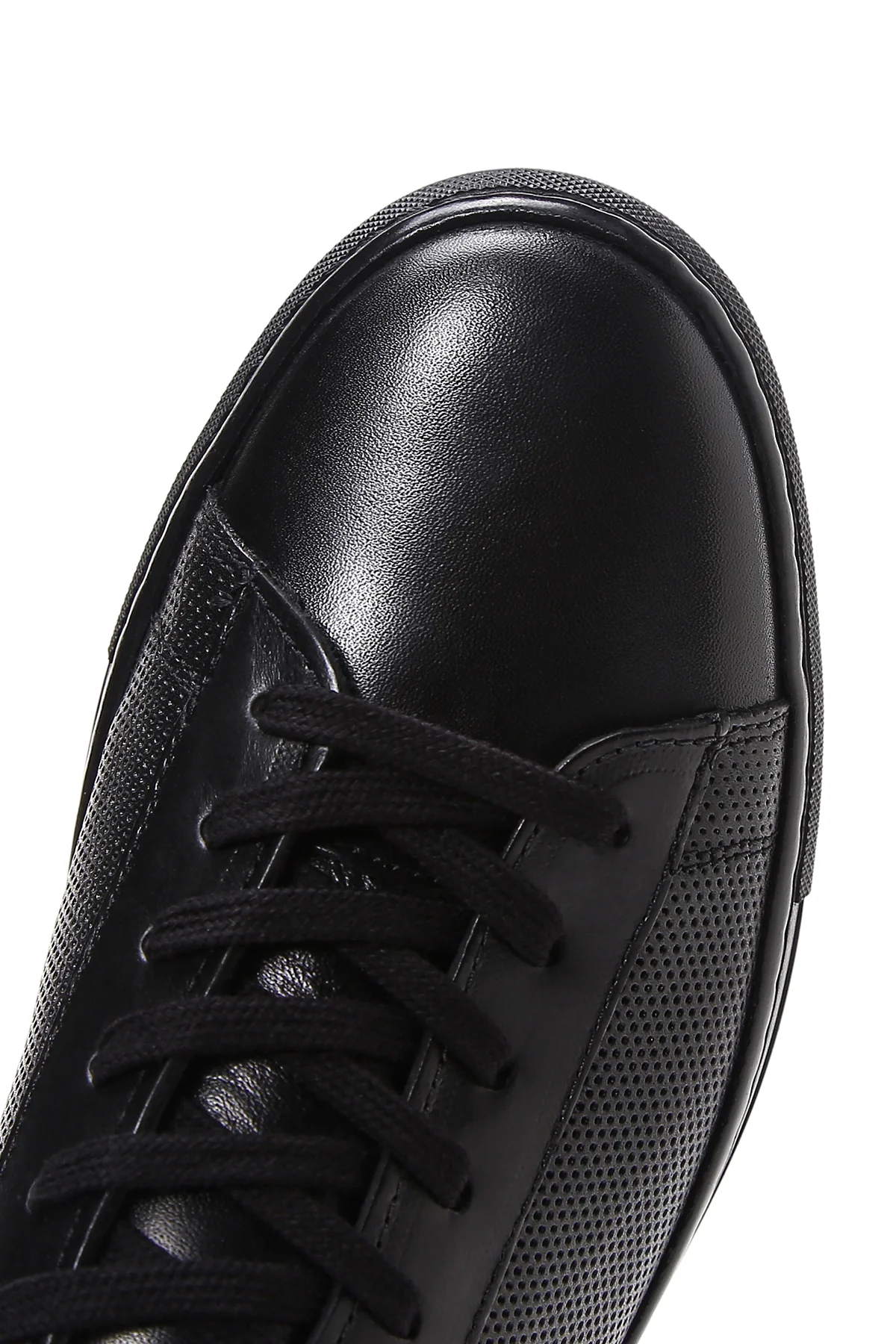 Erkek Siyah Bağcıklı Deri Sneaker - Image 8