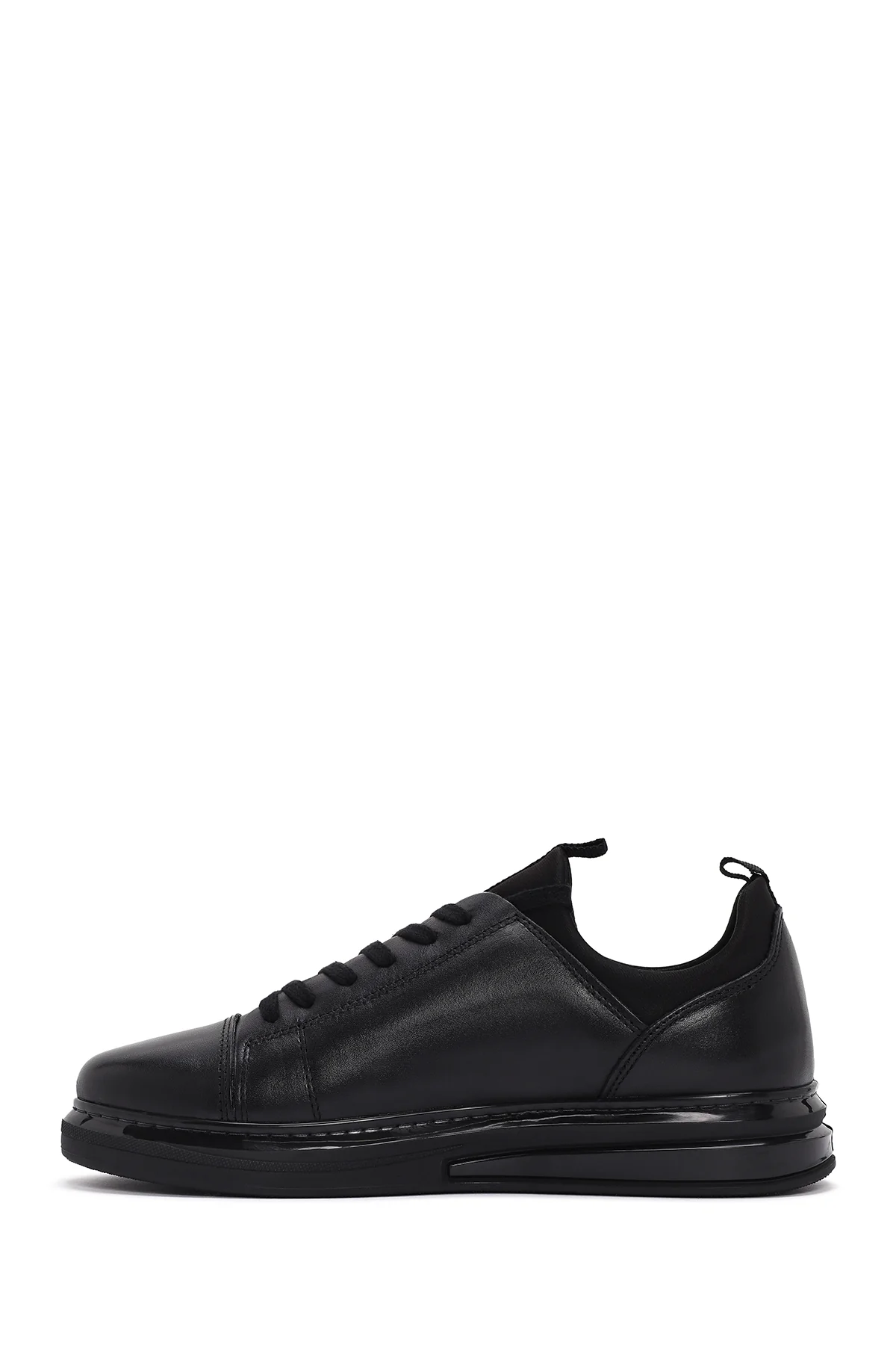 Erkek Siyah Bağcıklı Deri Sneaker - Image 2