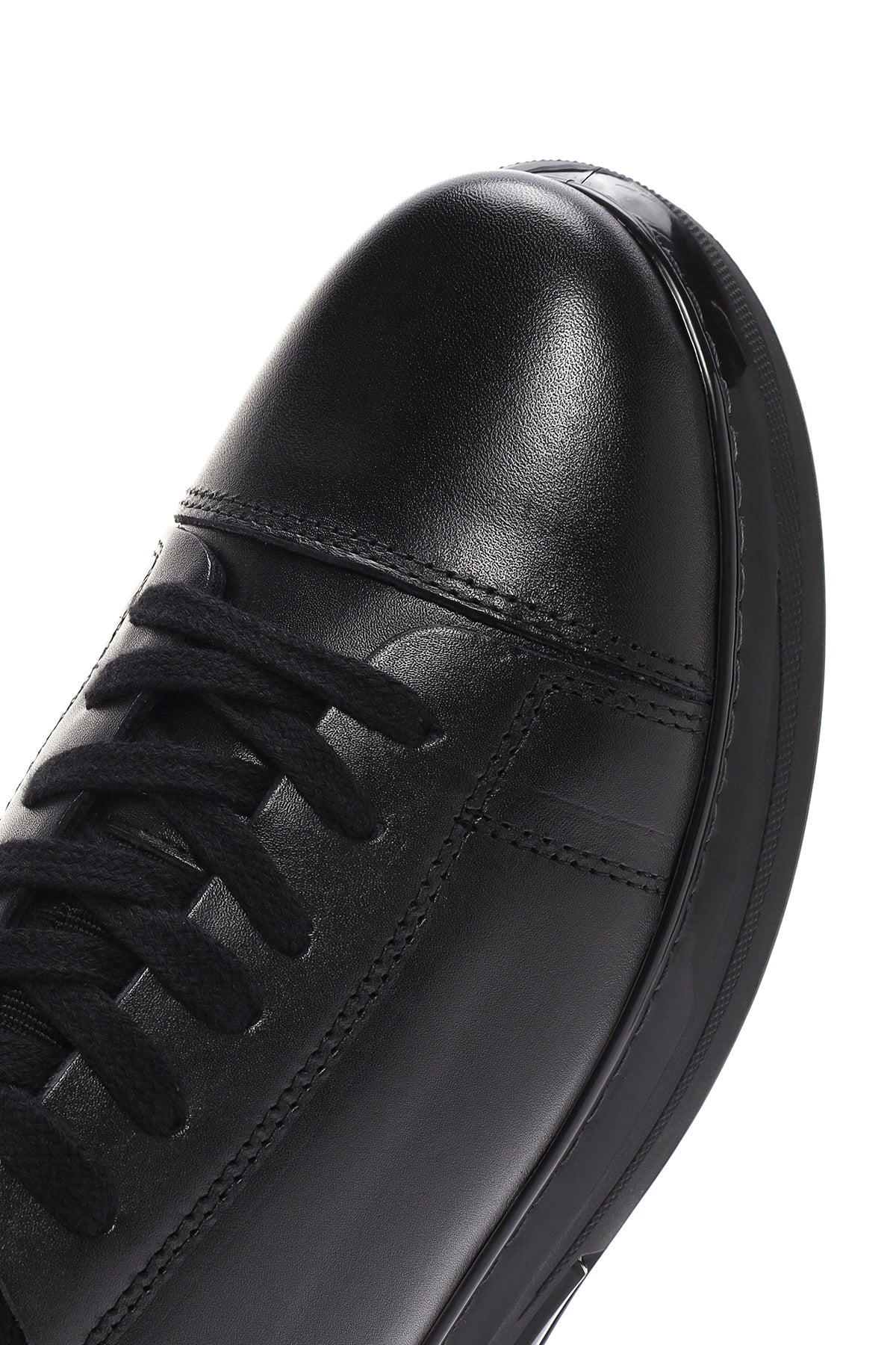 Erkek Siyah Bağcıklı Deri Sneaker - Image 7
