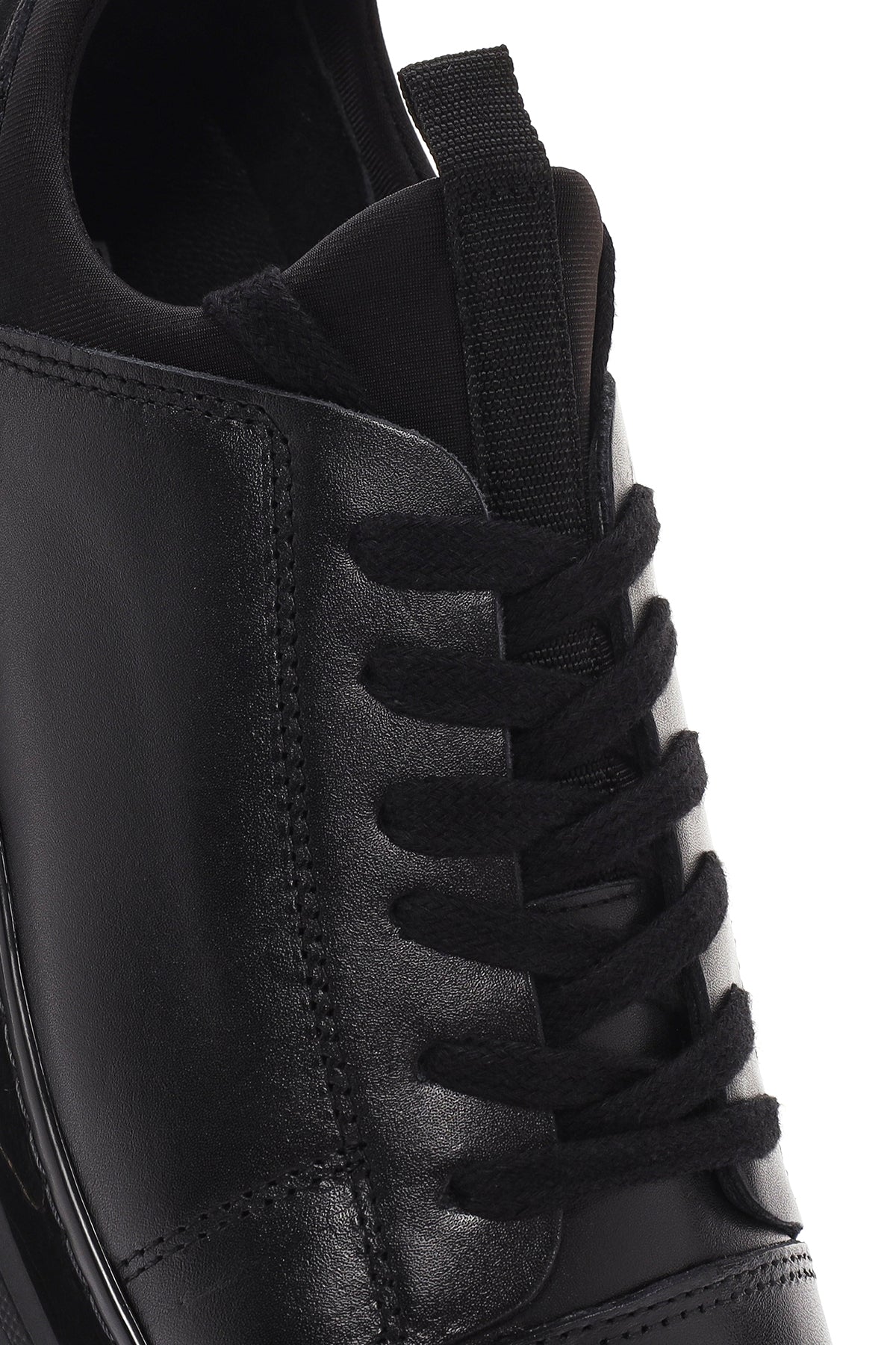 Erkek Siyah Bağcıklı Deri Sneaker - Image 9