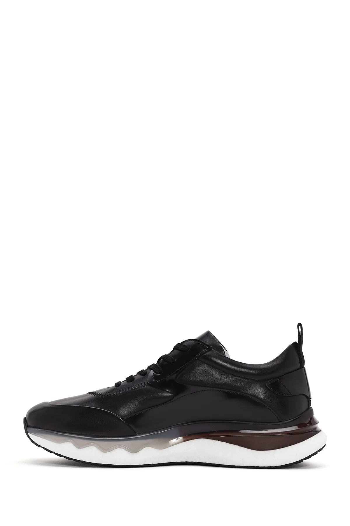 Erkek Siyah Bağcıklı Deri Sneaker - Image 2
