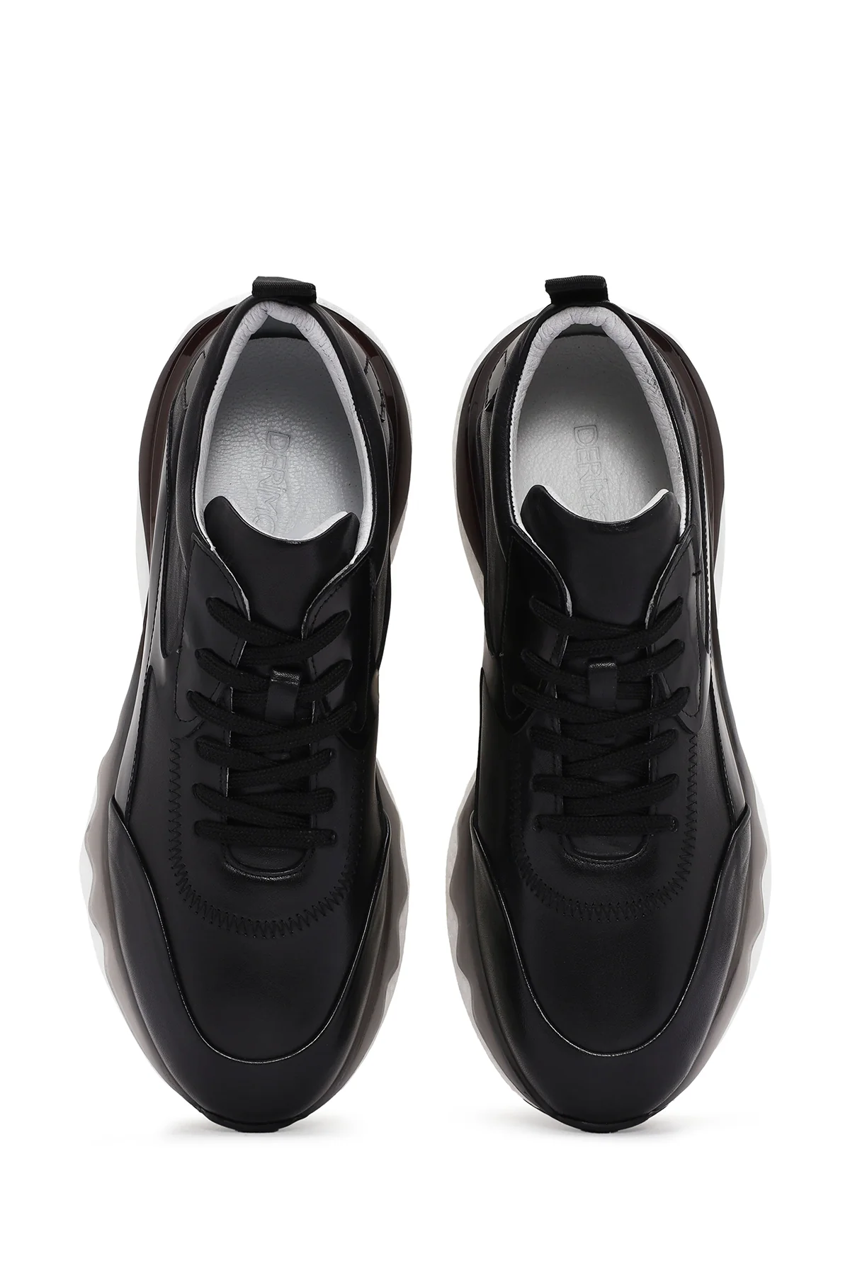 Erkek Siyah Bağcıklı Deri Sneaker - Image 7