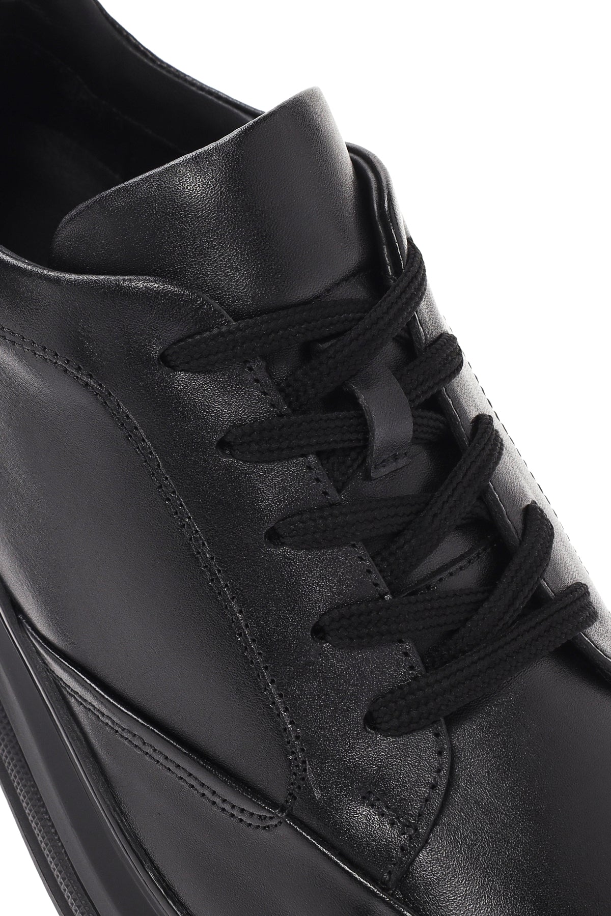 Erkek Siyah Bağcıklı Deri Sneaker - Image 10