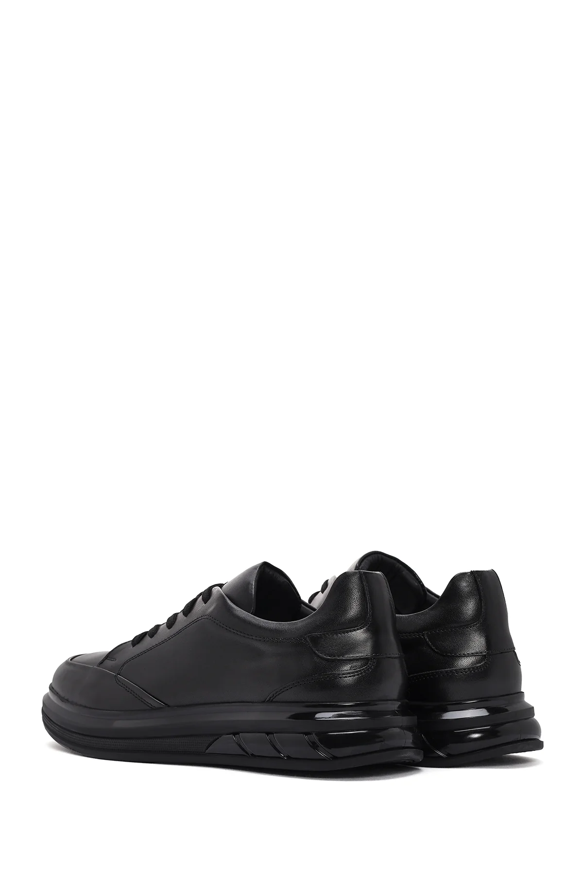 Erkek Siyah Bağcıklı Deri Sneaker - Image 5