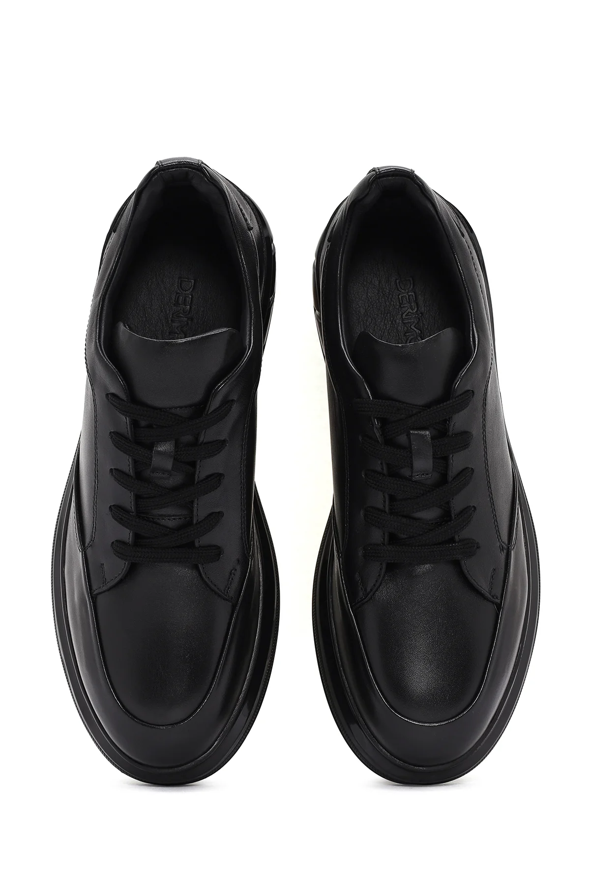 Erkek Siyah Bağcıklı Deri Sneaker - Image 7