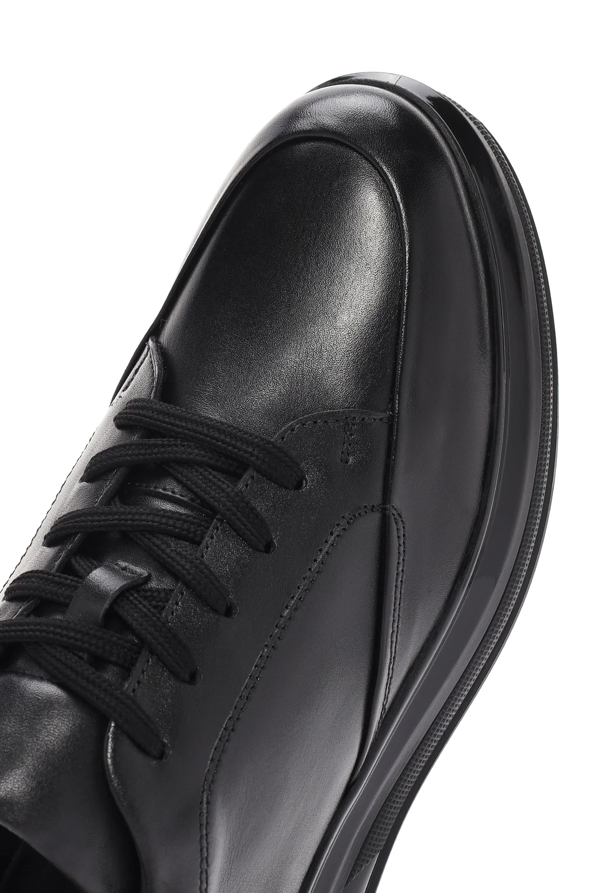 Erkek Siyah Bağcıklı Deri Sneaker - Image 9