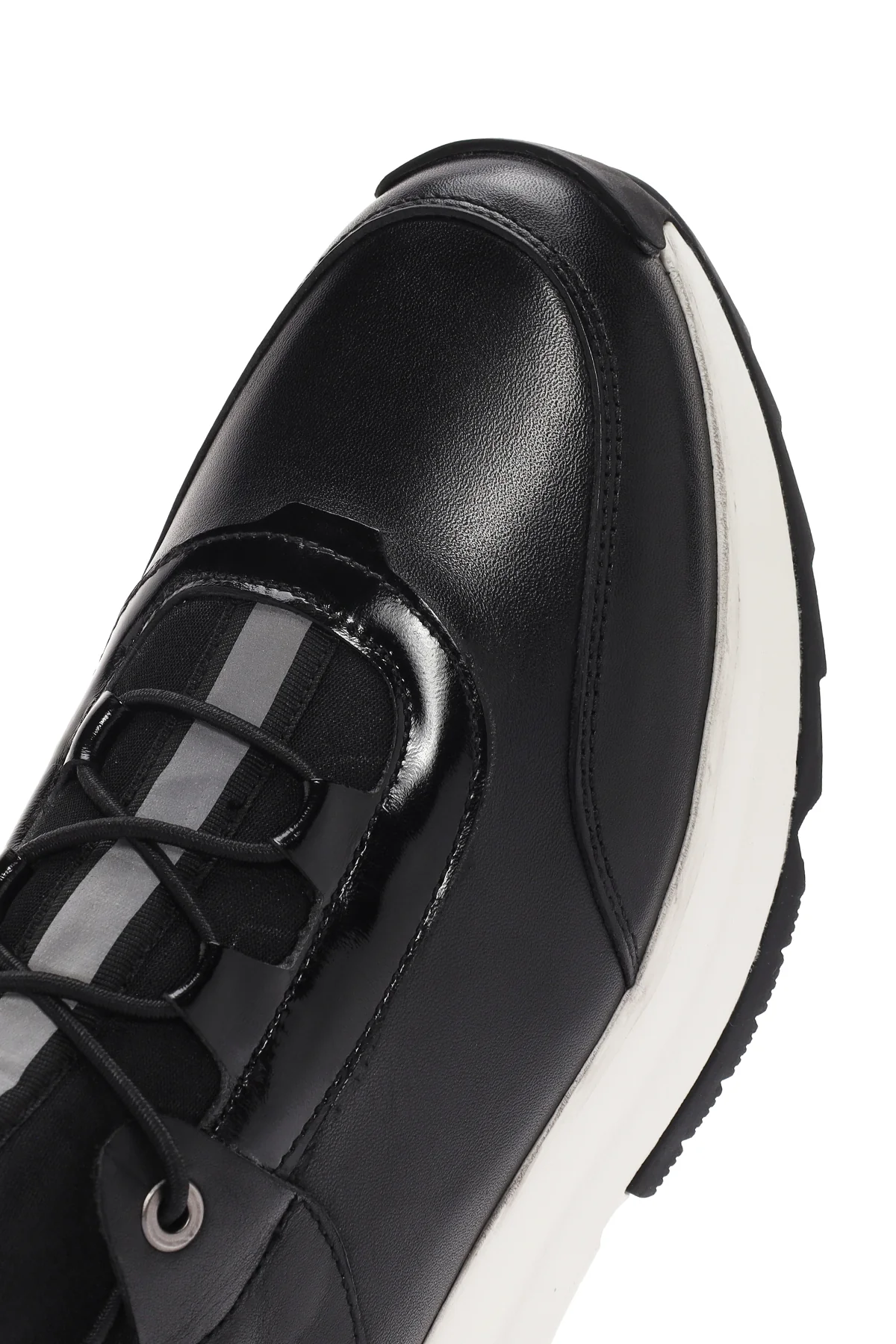 Erkek Siyah Bağcıklı Deri Sneaker - Image 10