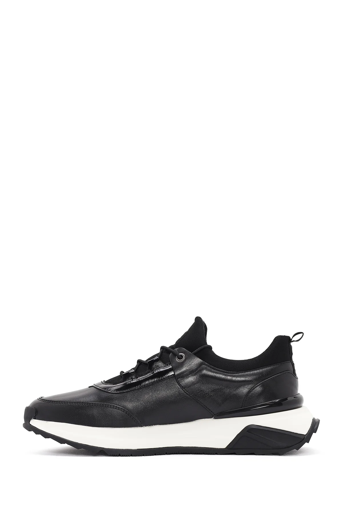 Erkek Siyah Bağcıklı Deri Sneaker - Image 2