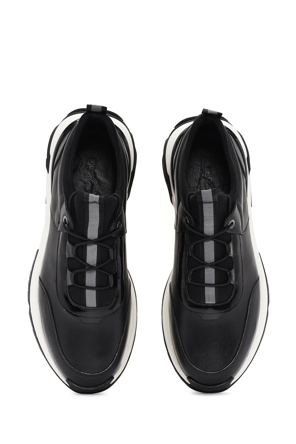 Erkek Siyah Bağcıklı Deri Sneaker - Image 7