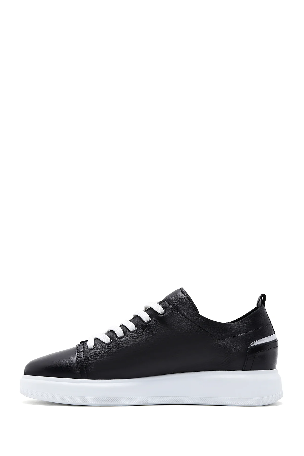 Erkek Siyah Bağcıklı Deri Sneaker - Image 2