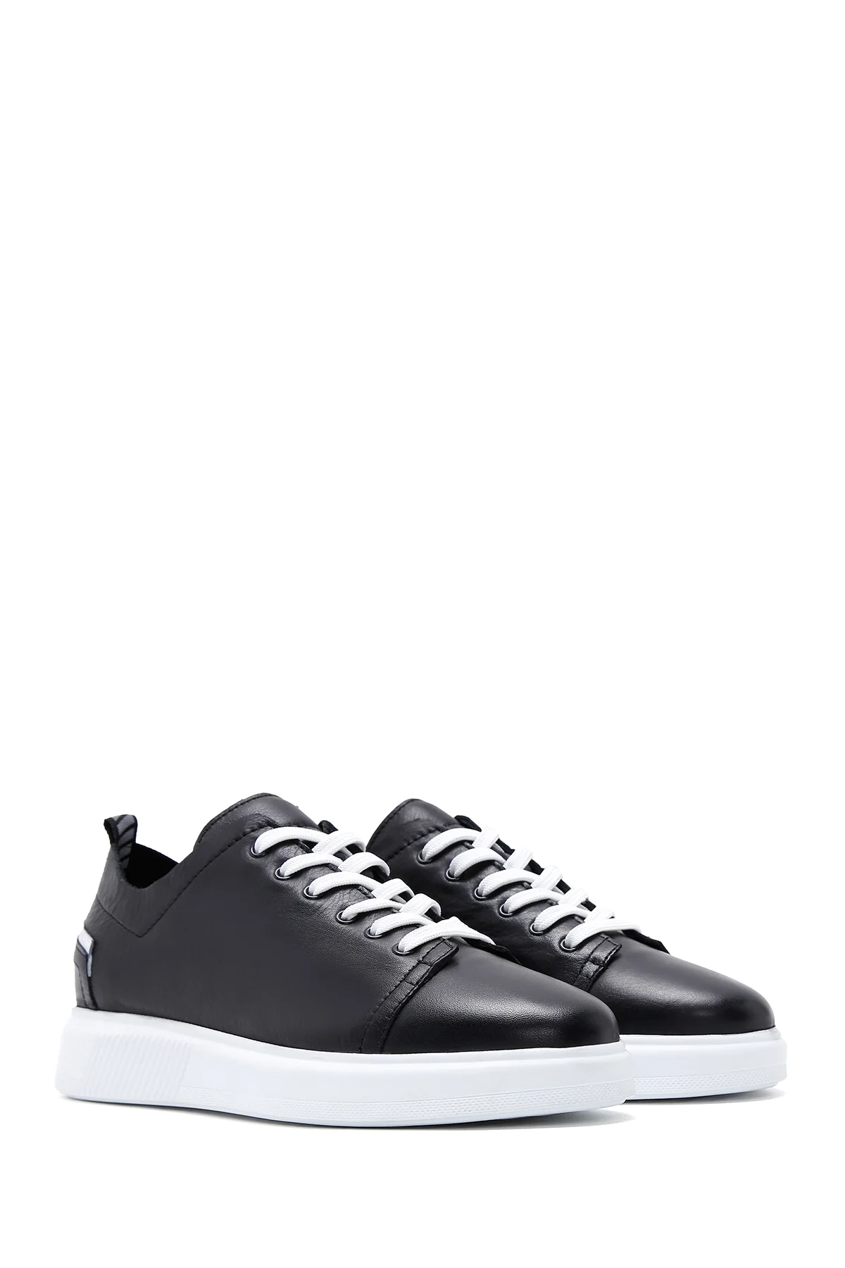 Erkek Siyah Bağcıklı Deri Sneaker - Image 3