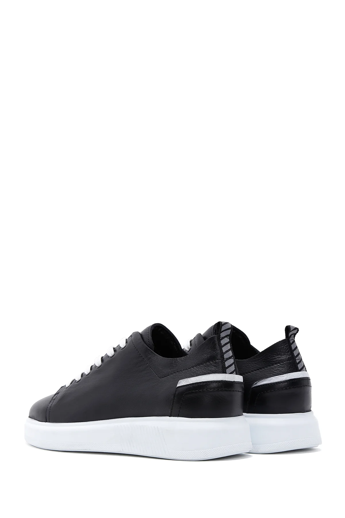 Erkek Siyah Bağcıklı Deri Sneaker - Image 5