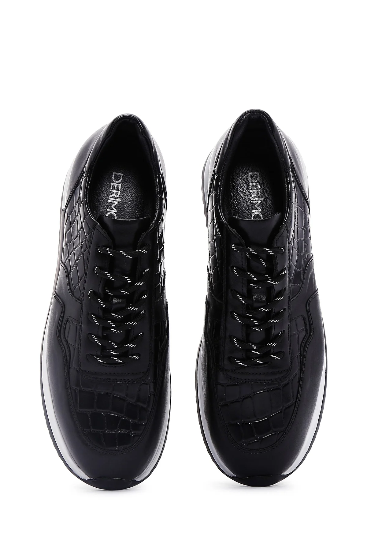 Erkek Siyah Bağcıklı Deri Sneaker - Image 7