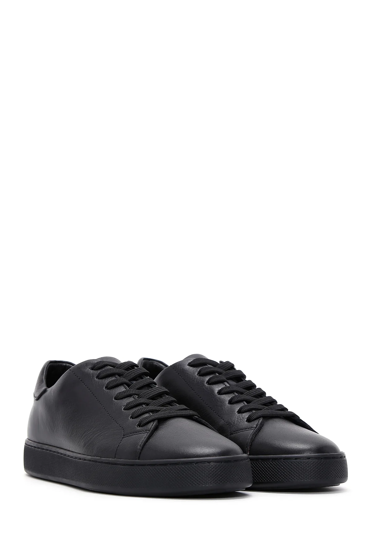 Erkek Siyah Bağcıklı Deri Sneaker - Image 3