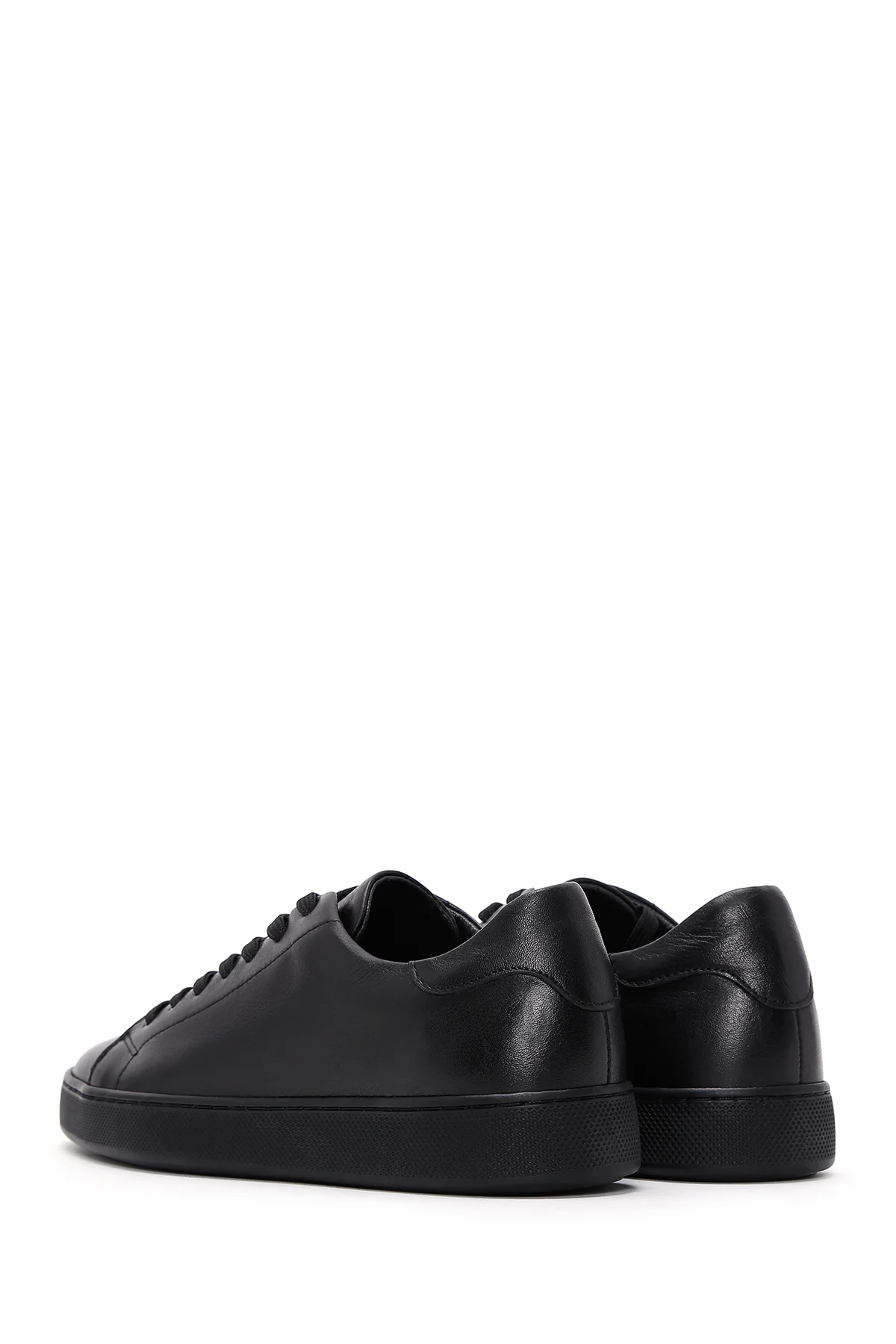 Erkek Siyah Bağcıklı Deri Sneaker - Image 5