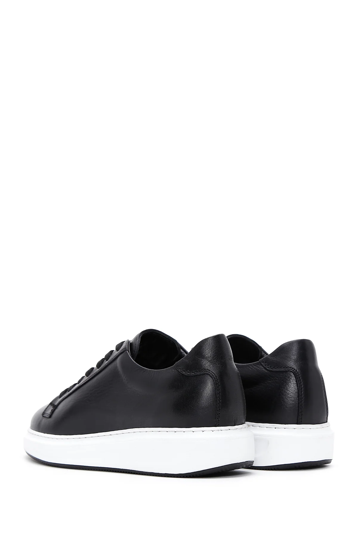 Erkek Siyah Bağcıklı Deri Sneaker - Image 5