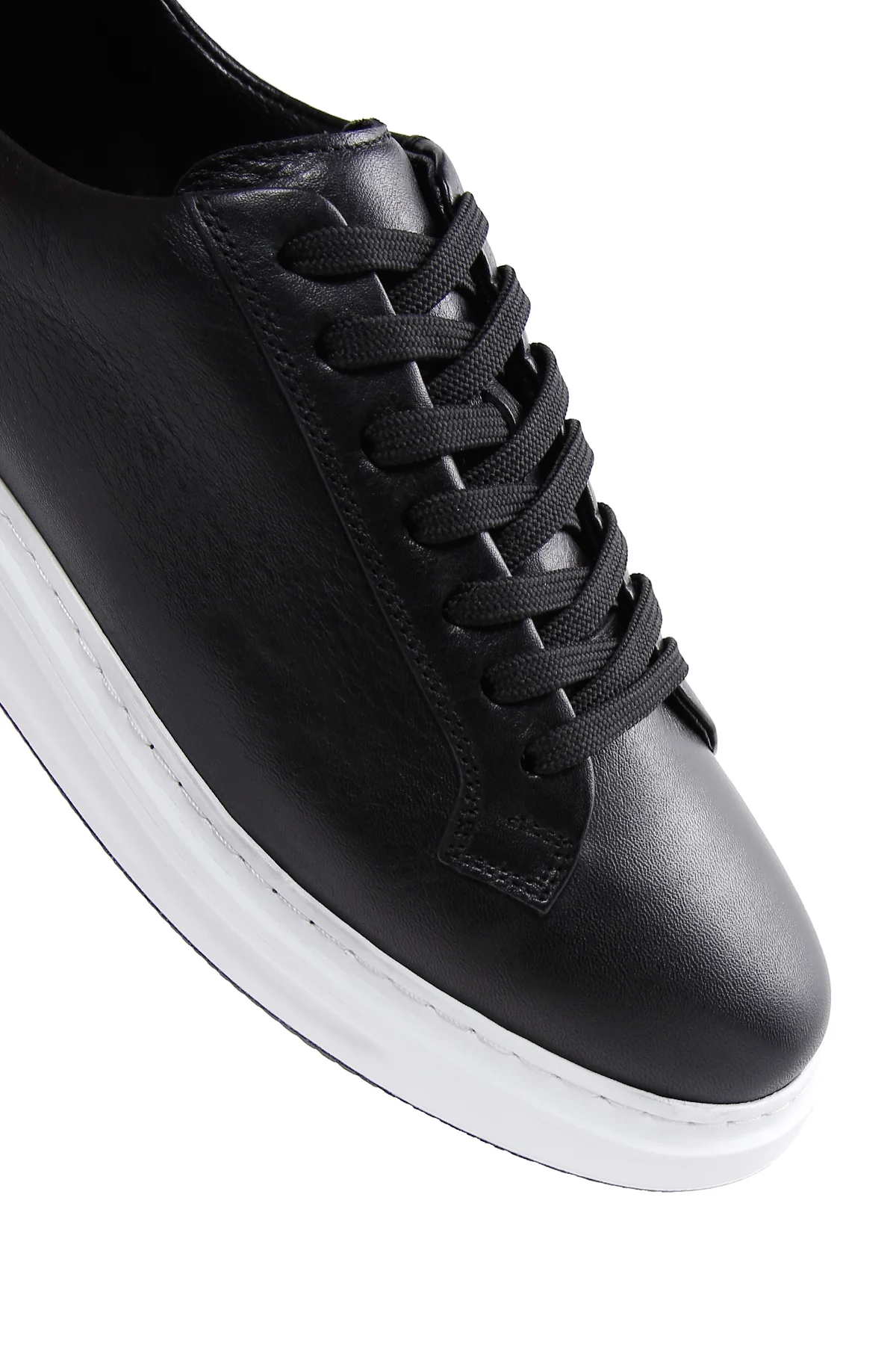 Erkek Siyah Bağcıklı Deri Sneaker - Image 8