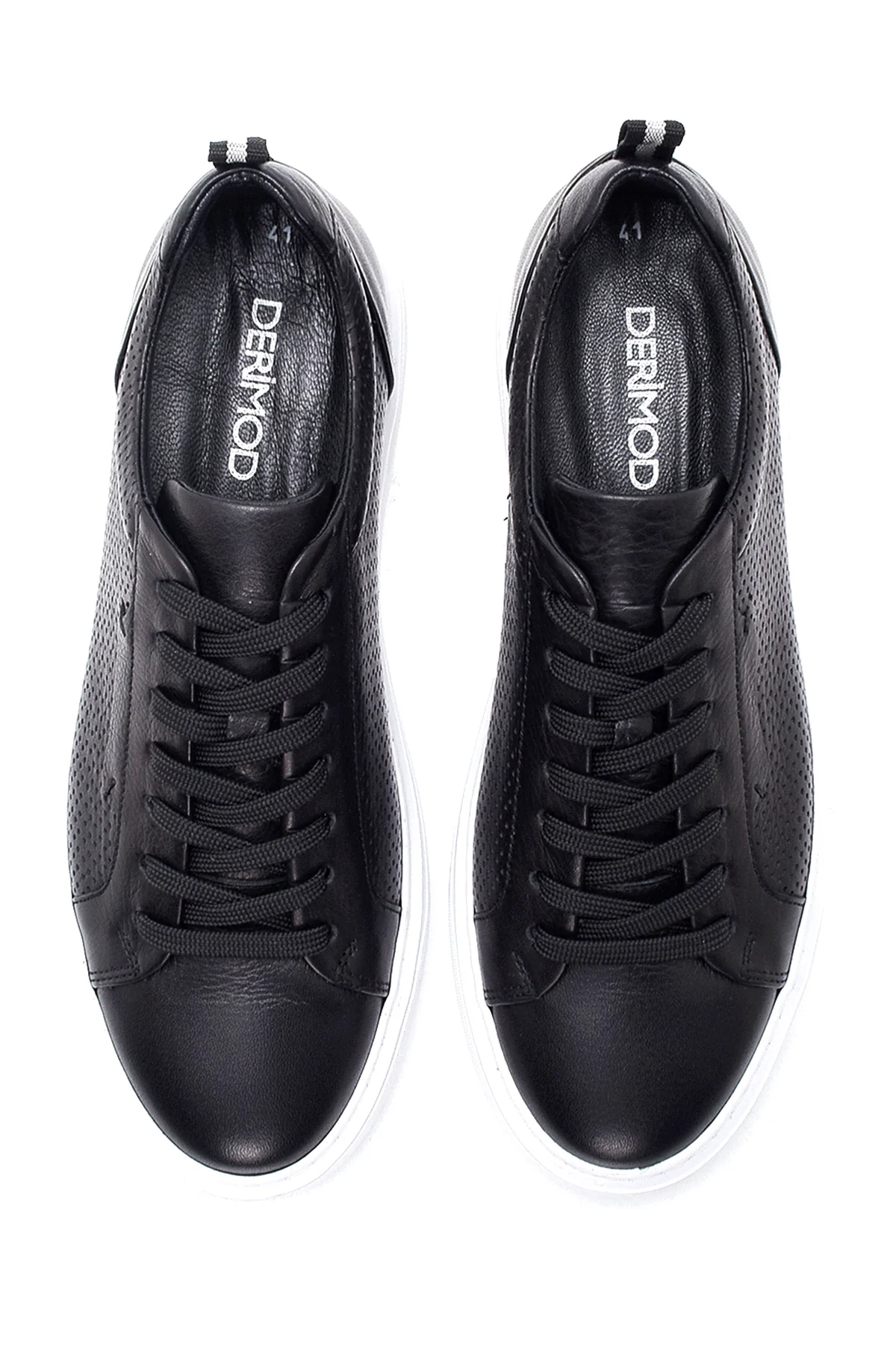 Erkek Siyah Bağcıklı Deri Sneaker - Image 7