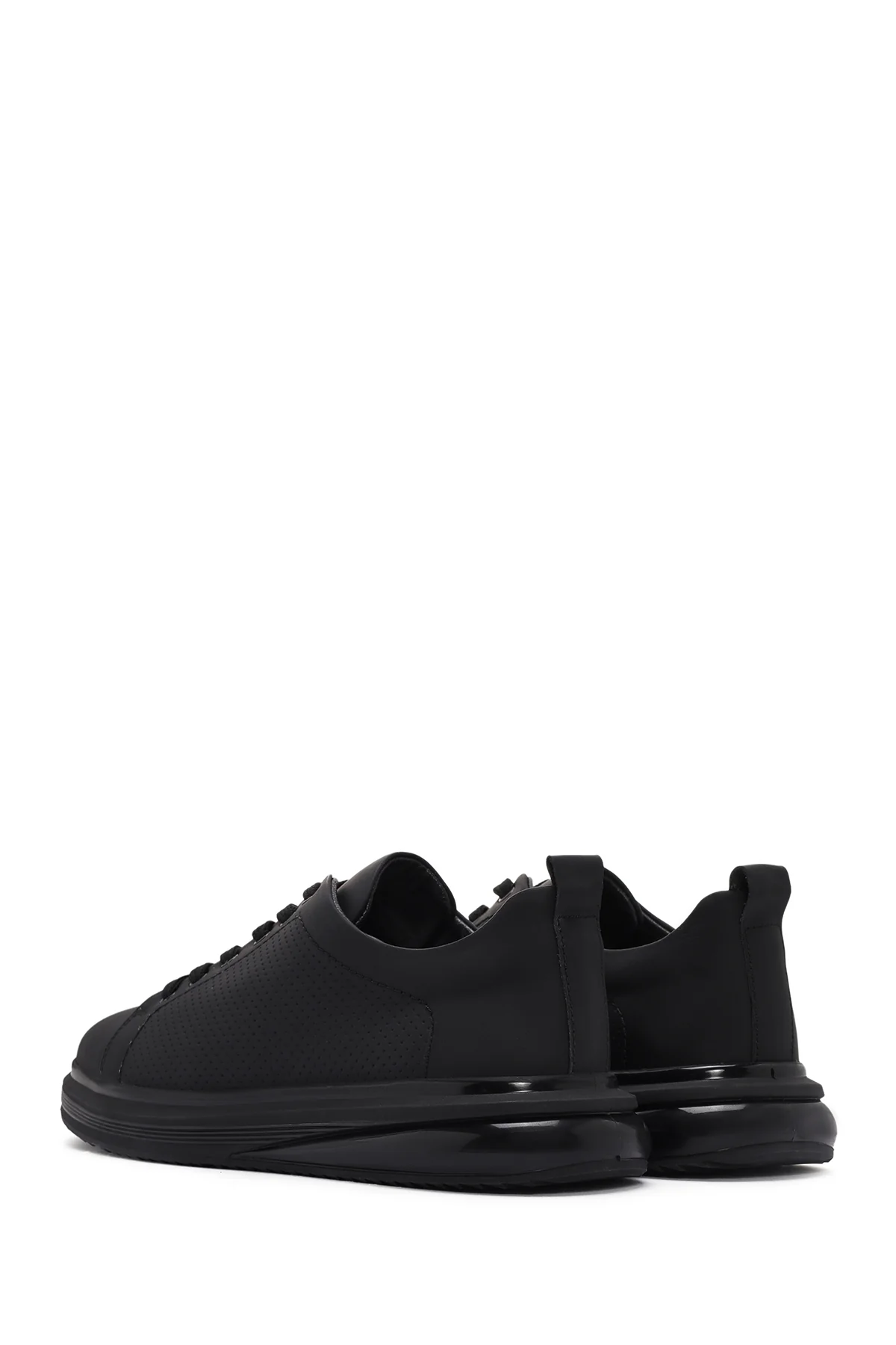 Erkek Siyah Bağcıklı Deri Sneaker - Image 5