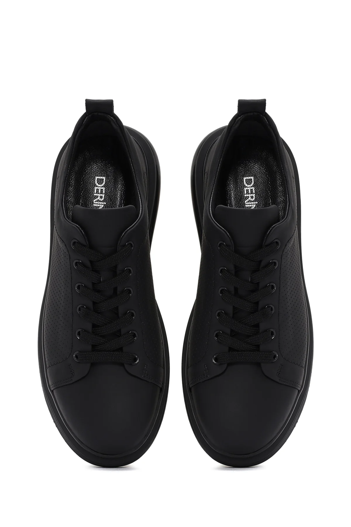 Erkek Siyah Bağcıklı Deri Sneaker - Image 7