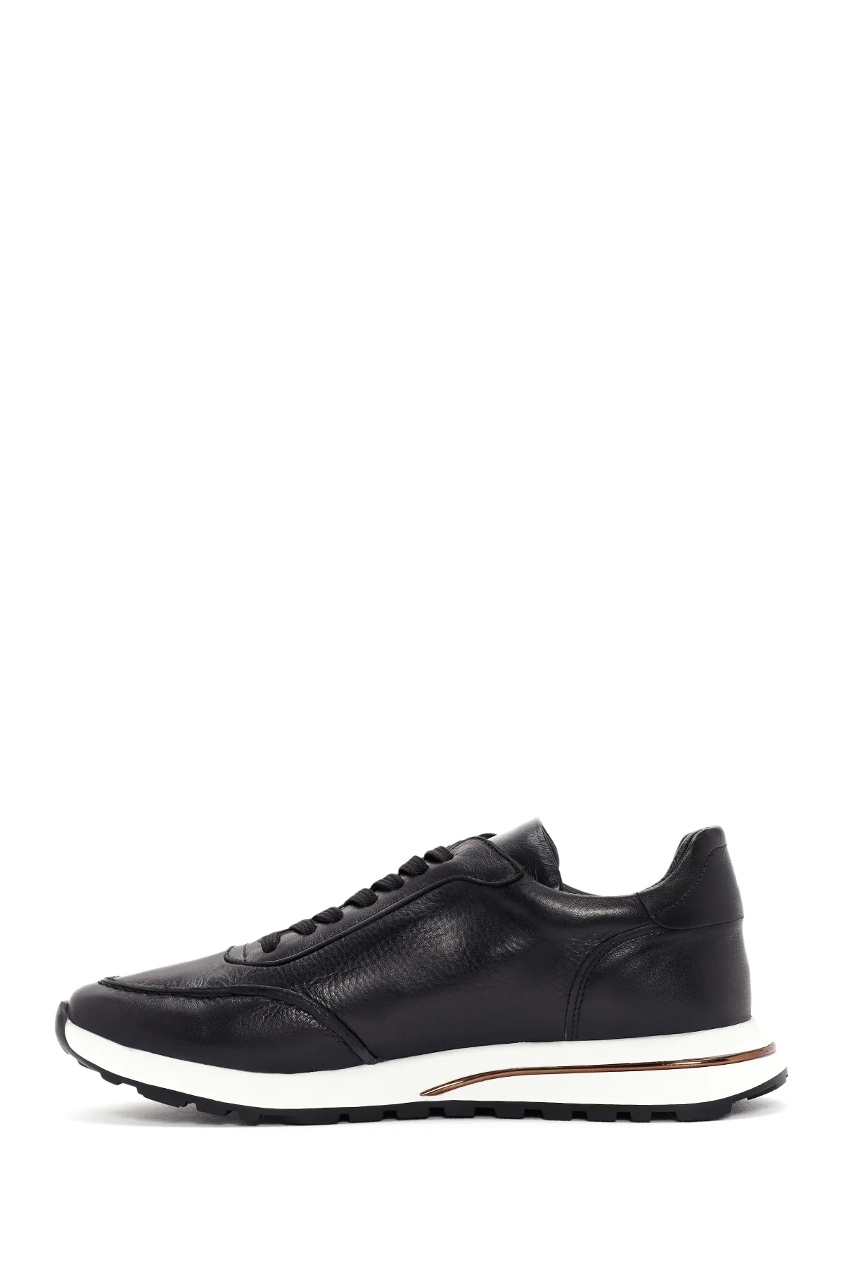 Erkek Siyah Bağcıklı Deri Sneaker - Image 2