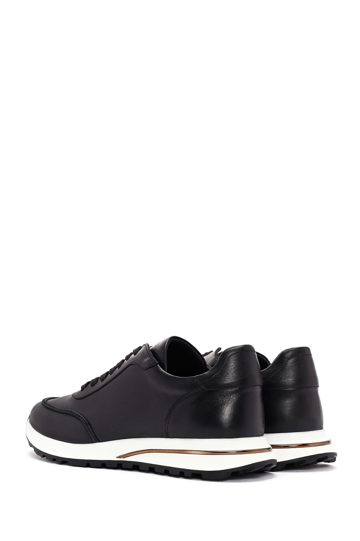 Erkek Siyah Bağcıklı Deri Sneaker - Image 5