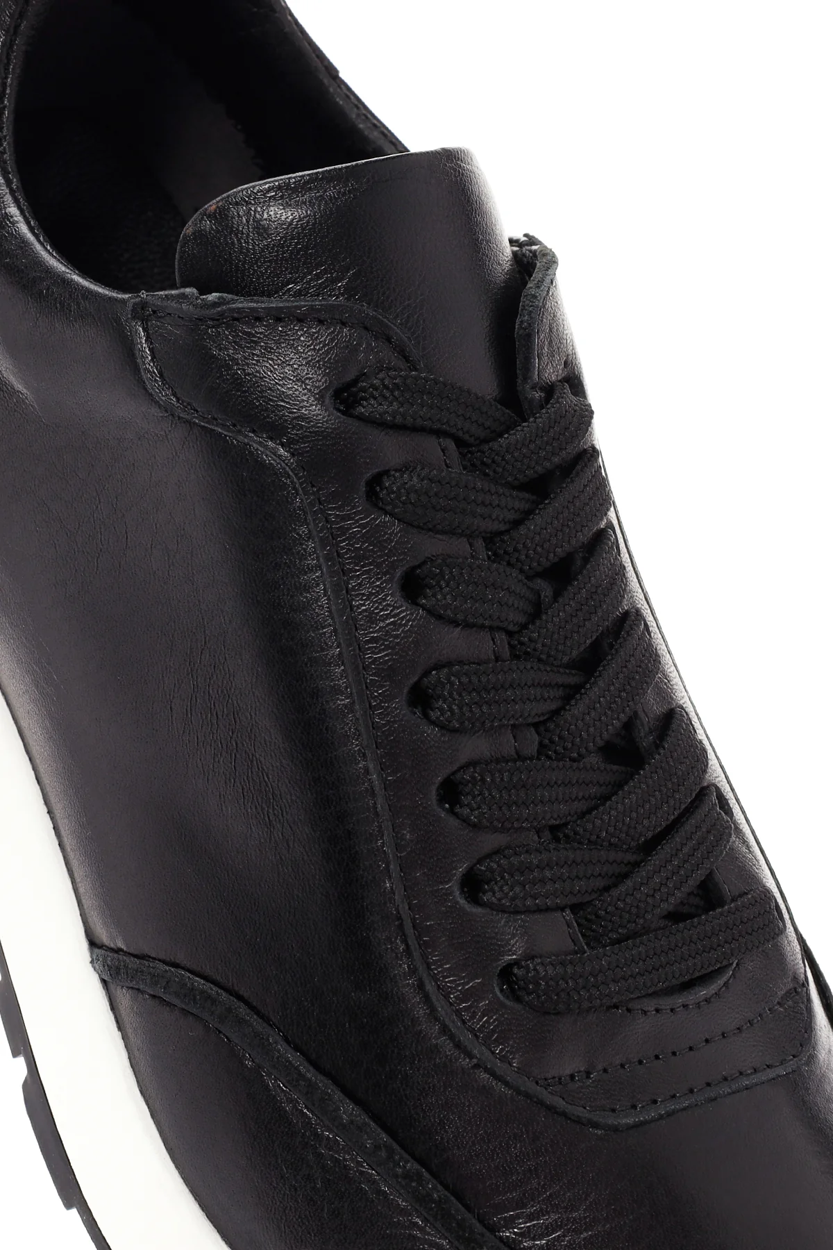 Erkek Siyah Bağcıklı Deri Sneaker - Image 9