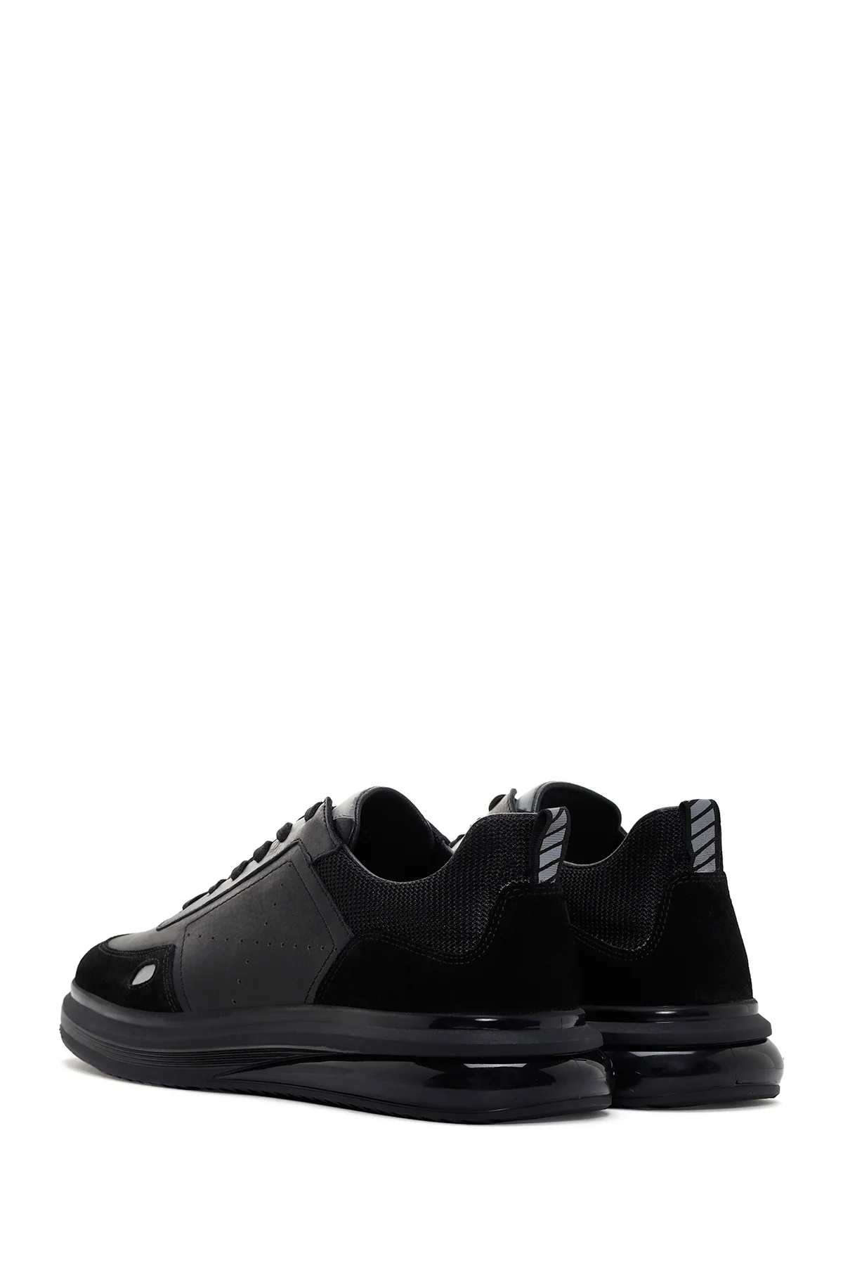 Erkek Siyah Bağcıklı Deri Sneaker - Image 5