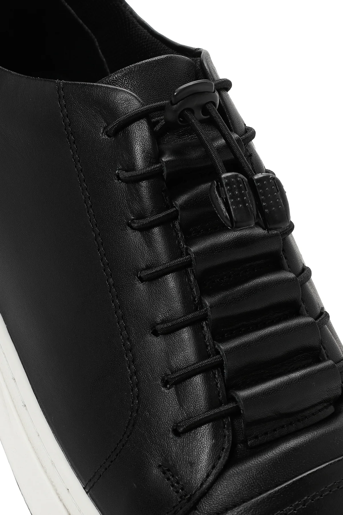 Erkek Siyah Bağcıklı Deri Sneaker - Image 10
