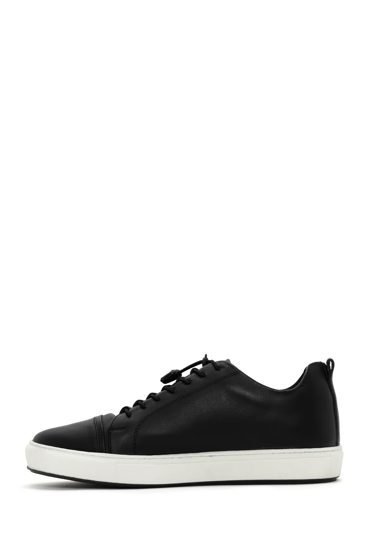 Erkek Siyah Bağcıklı Deri Sneaker - Image 2