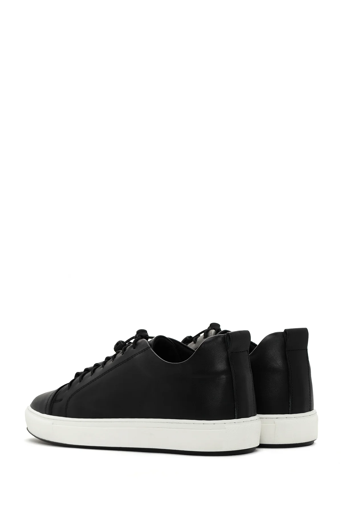 Erkek Siyah Bağcıklı Deri Sneaker - Image 5