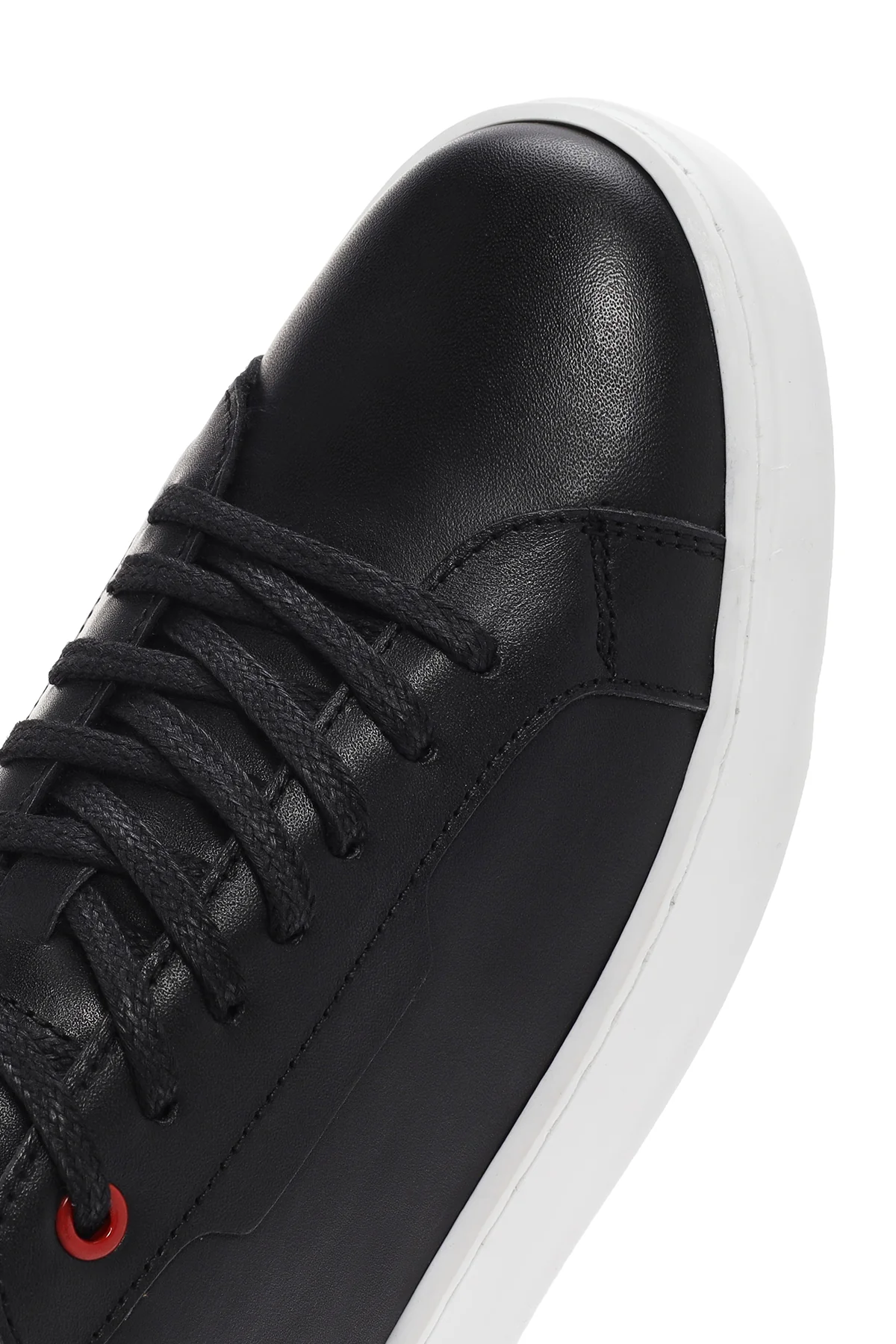 Erkek Siyah Bağcıklı Deri Sneaker - Image 10