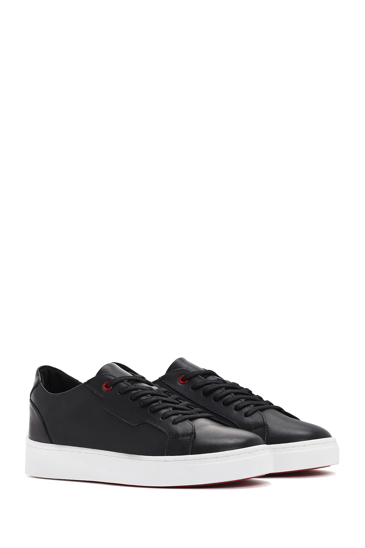 Erkek Siyah Bağcıklı Deri Sneaker - Image 3