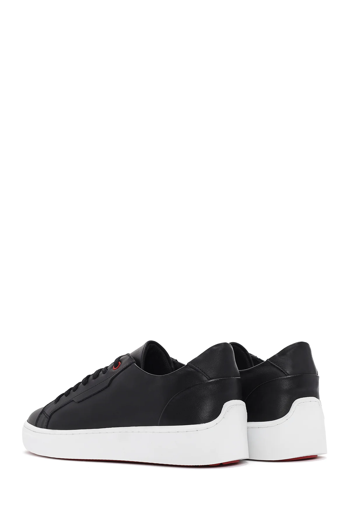 Erkek Siyah Bağcıklı Deri Sneaker - Image 5