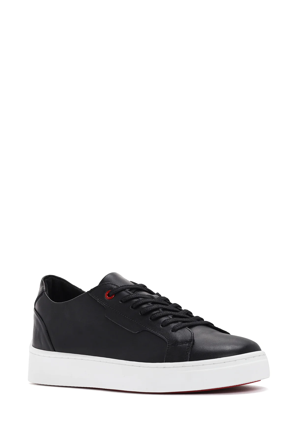 Erkek Siyah Bağcıklı Deri Sneaker - Image 6