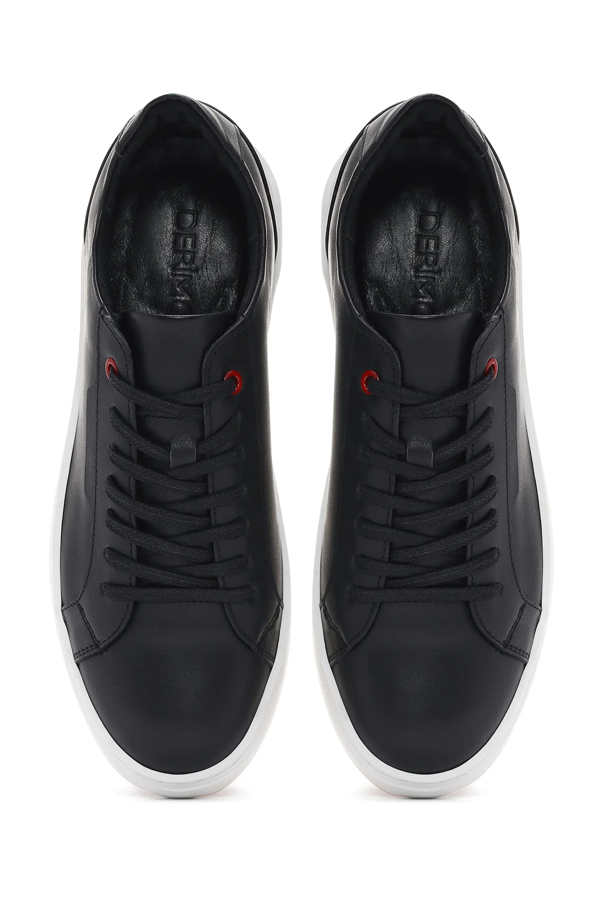 Erkek Siyah Bağcıklı Deri Sneaker - Image 7