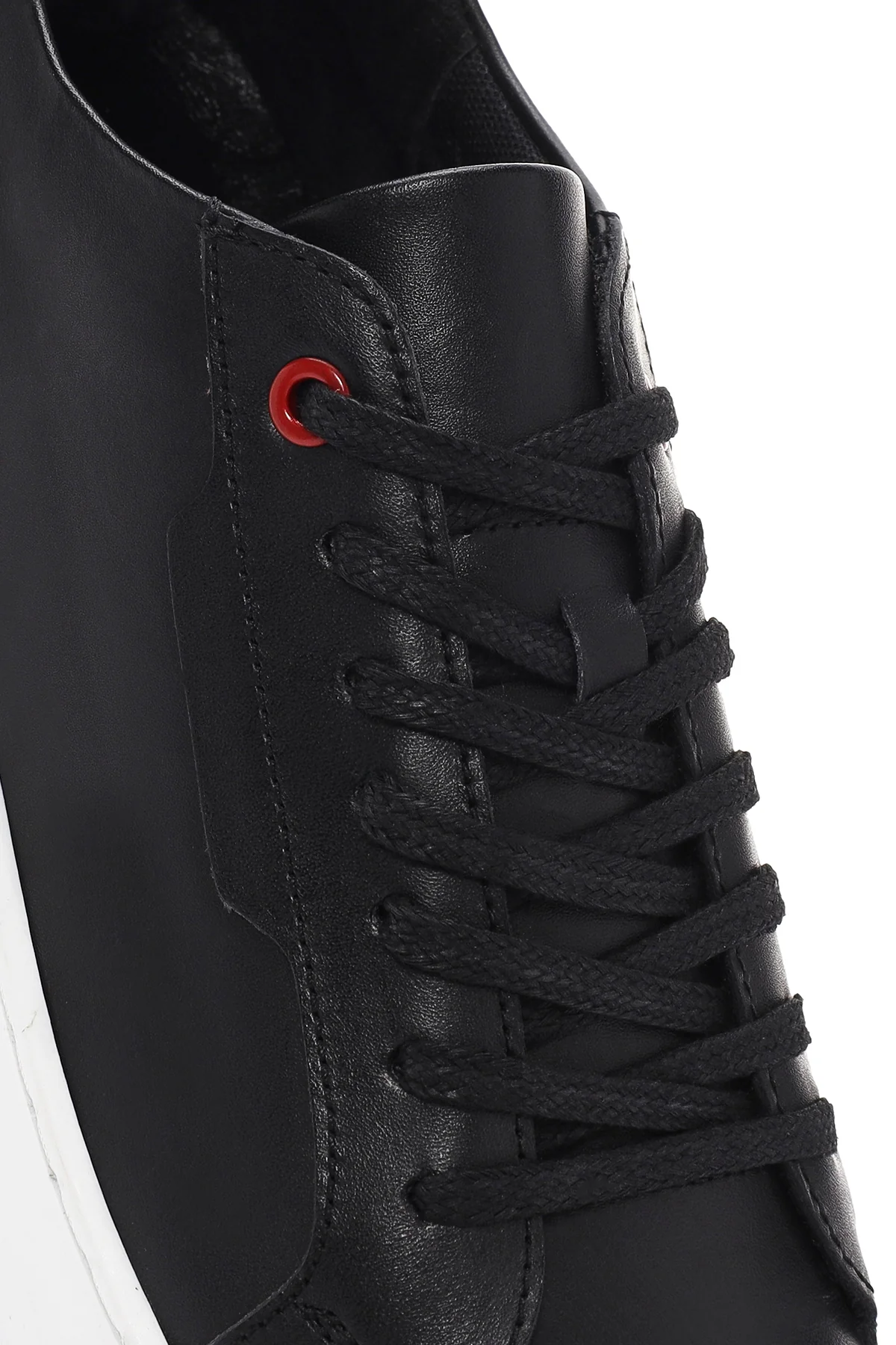 Erkek Siyah Bağcıklı Deri Sneaker - Image 9