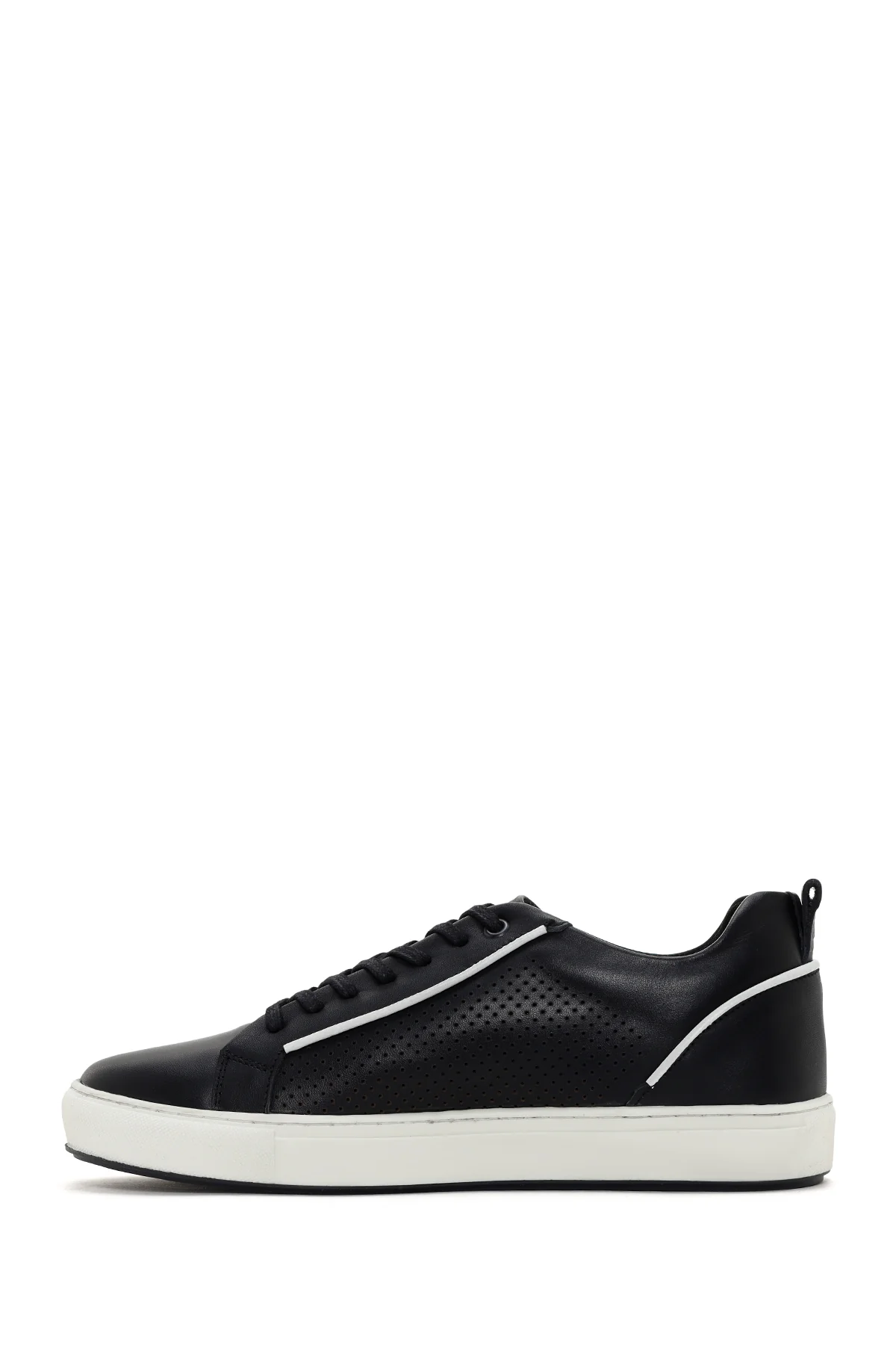 Erkek Siyah Bağcıklı Deri Sneaker - Image 2