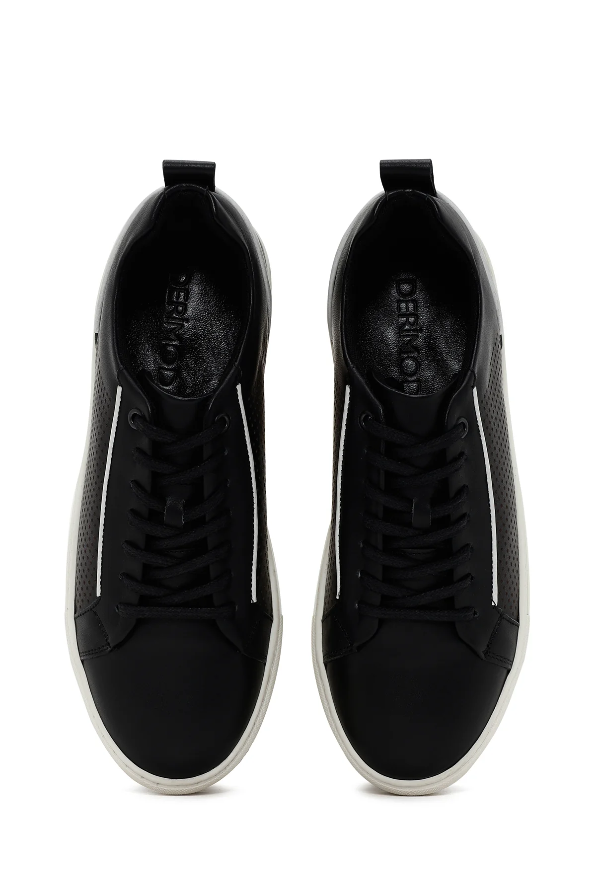 Erkek Siyah Bağcıklı Deri Sneaker - Image 6