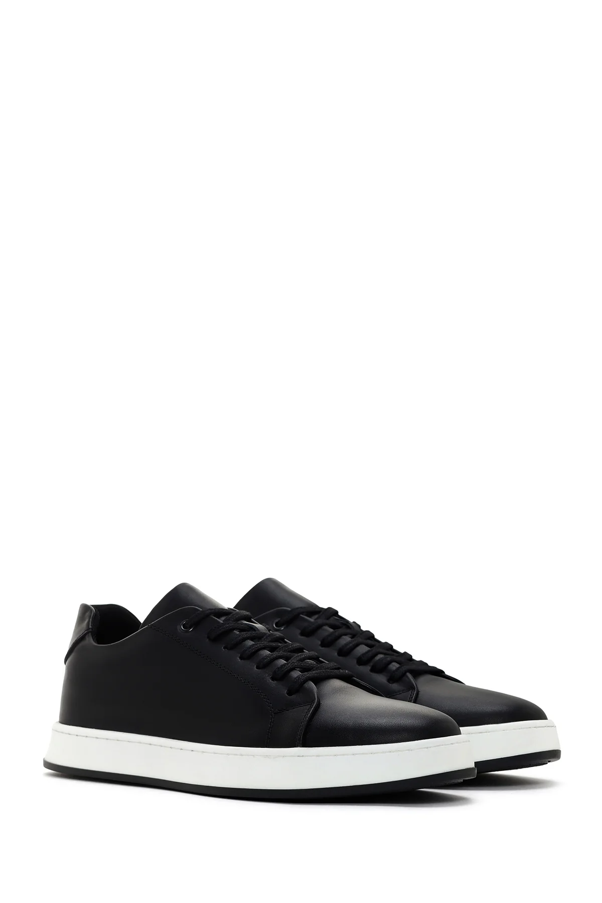 Erkek Siyah Bağcıklı Deri Sneaker - Image 3