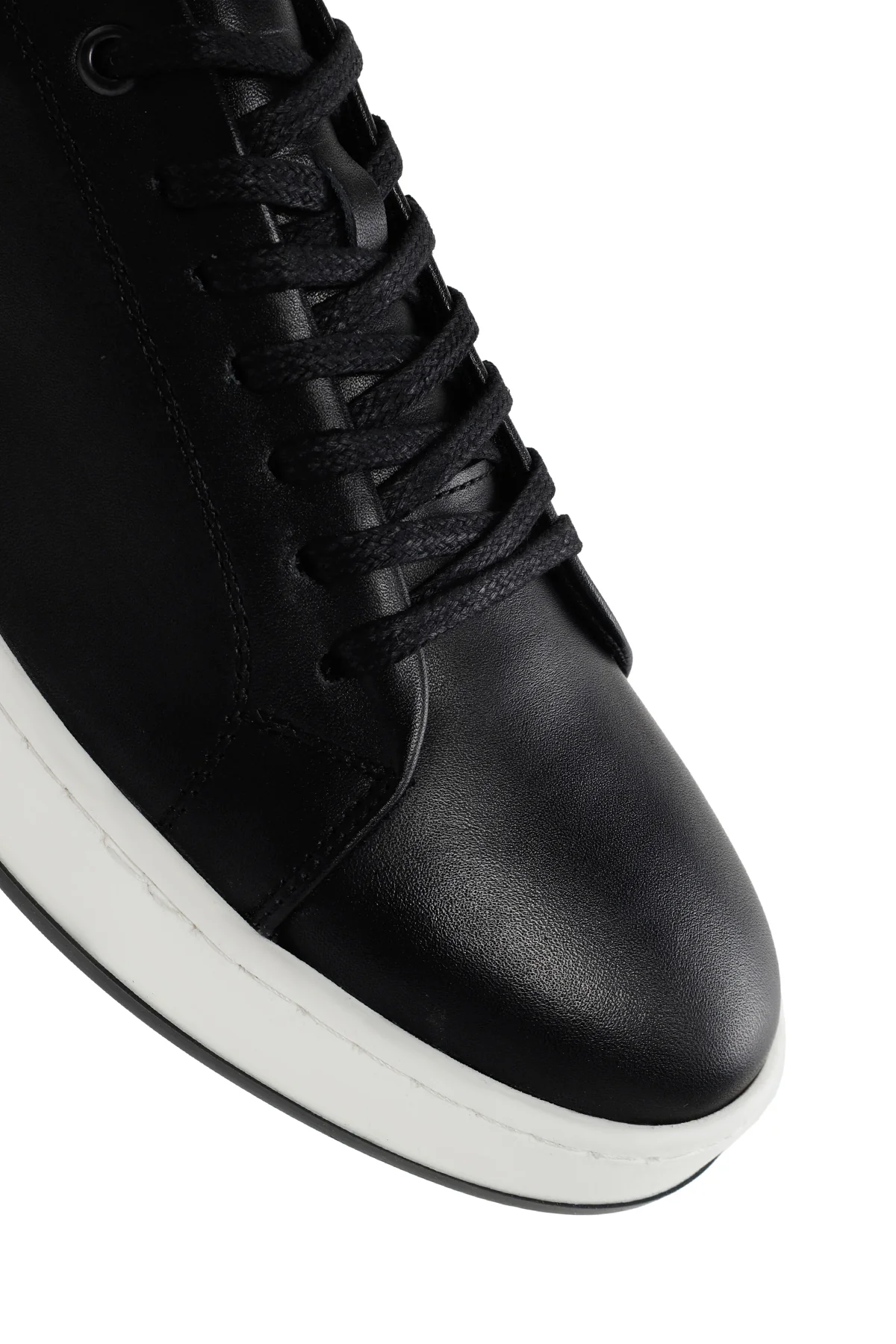 Erkek Siyah Bağcıklı Deri Sneaker - Image 9