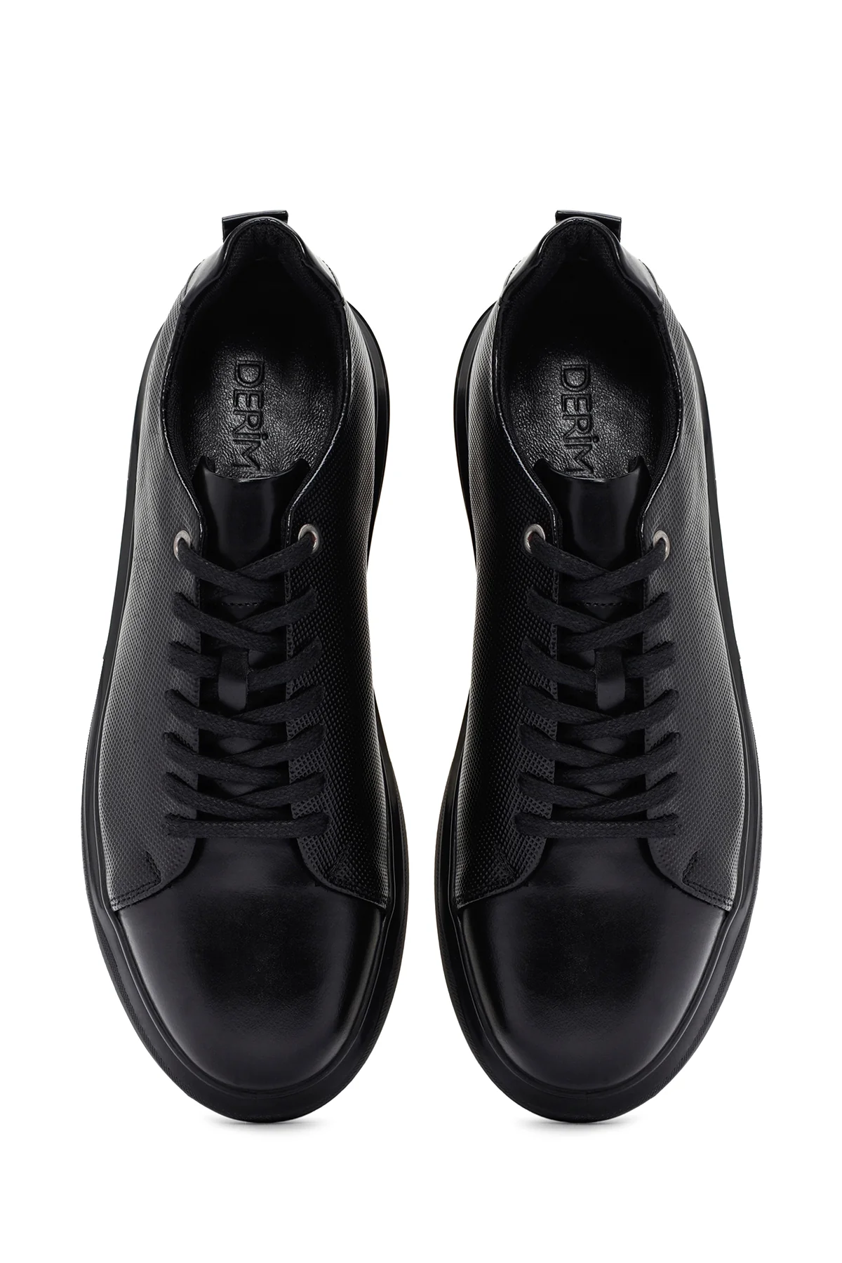 Erkek Siyah Bağcıklı Deri Sneaker - Image 7