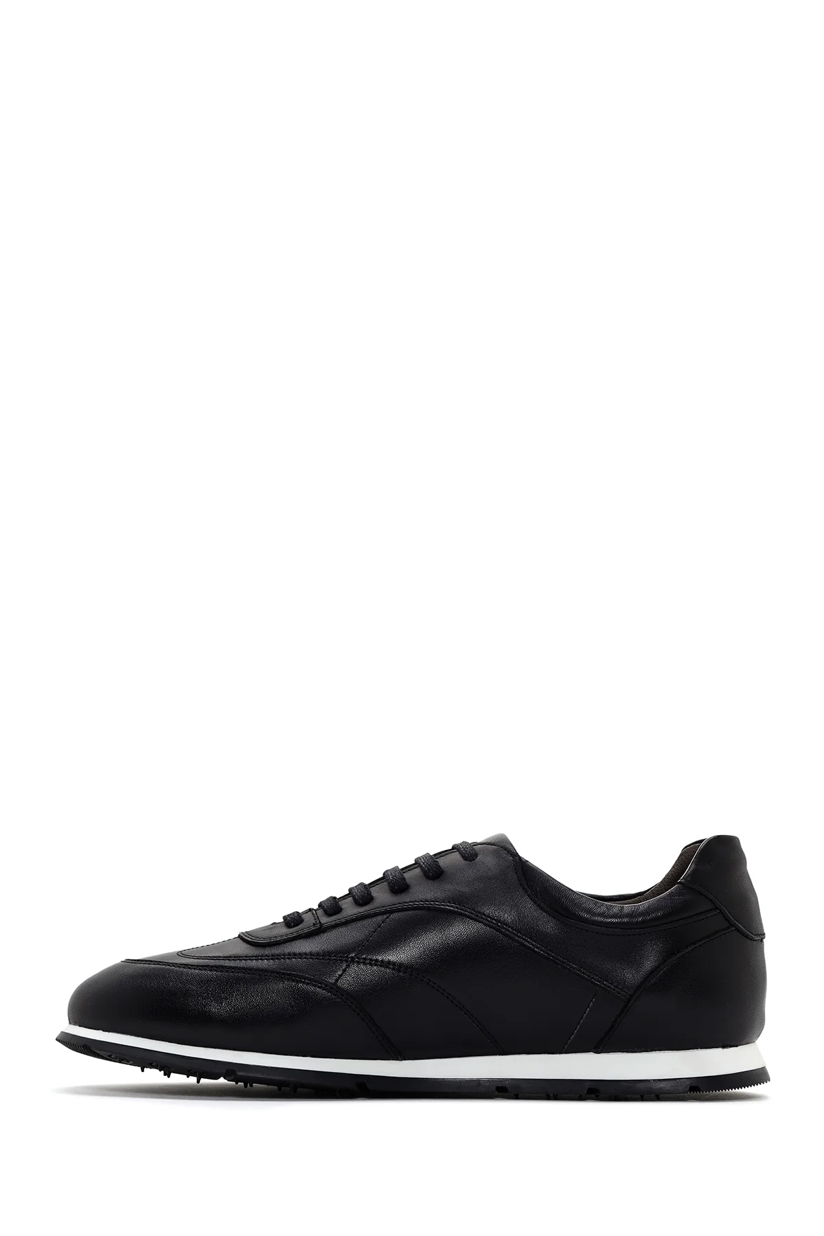 Erkek Siyah Bağcıklı Deri Sneaker - Image 2