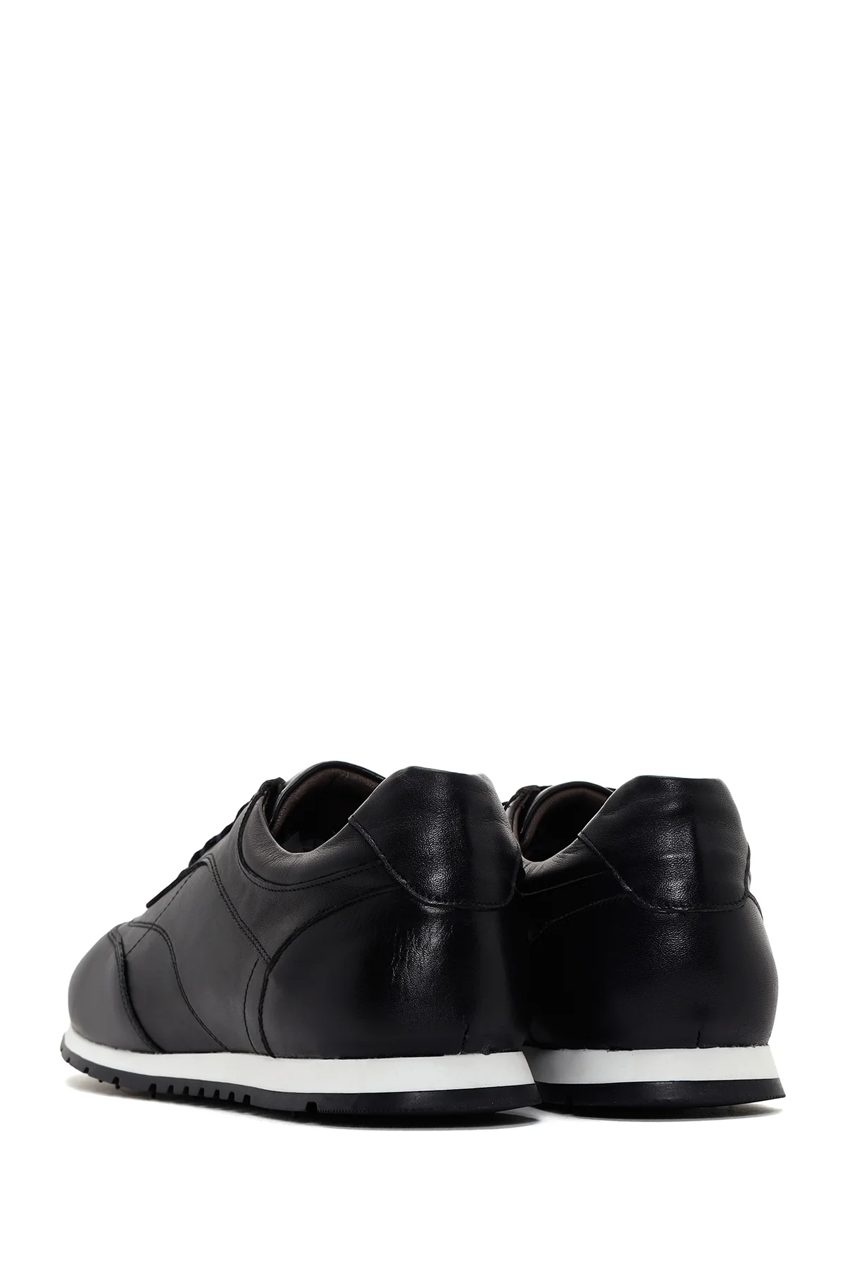 Erkek Siyah Bağcıklı Deri Sneaker - Image 5