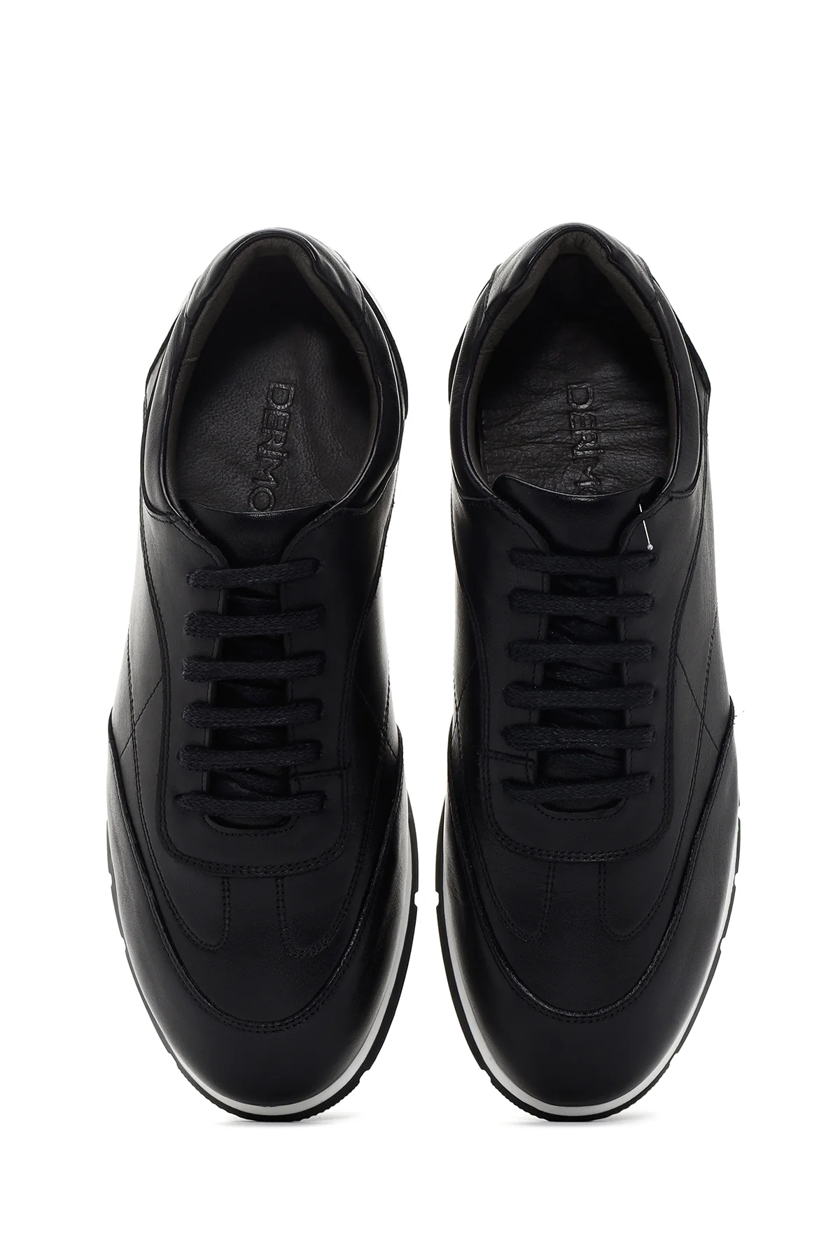 Erkek Siyah Bağcıklı Deri Sneaker - Image 6