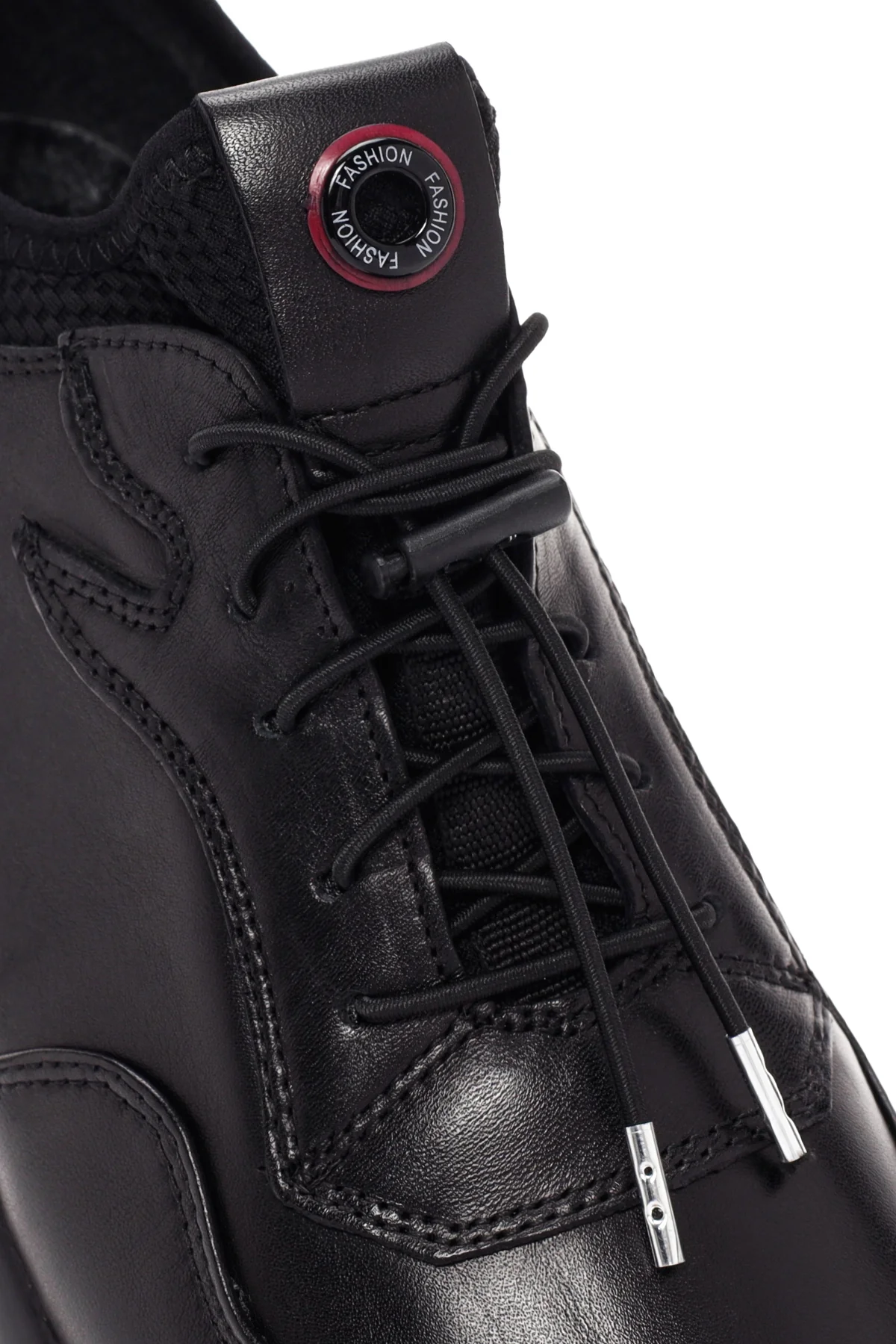Erkek Siyah Bağcıklı Deri Sneaker - Image 10